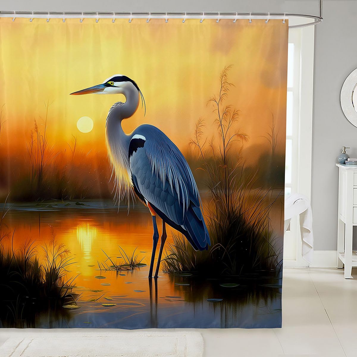 Rideaux salle de bain faune et roseaux pour ambiance spa