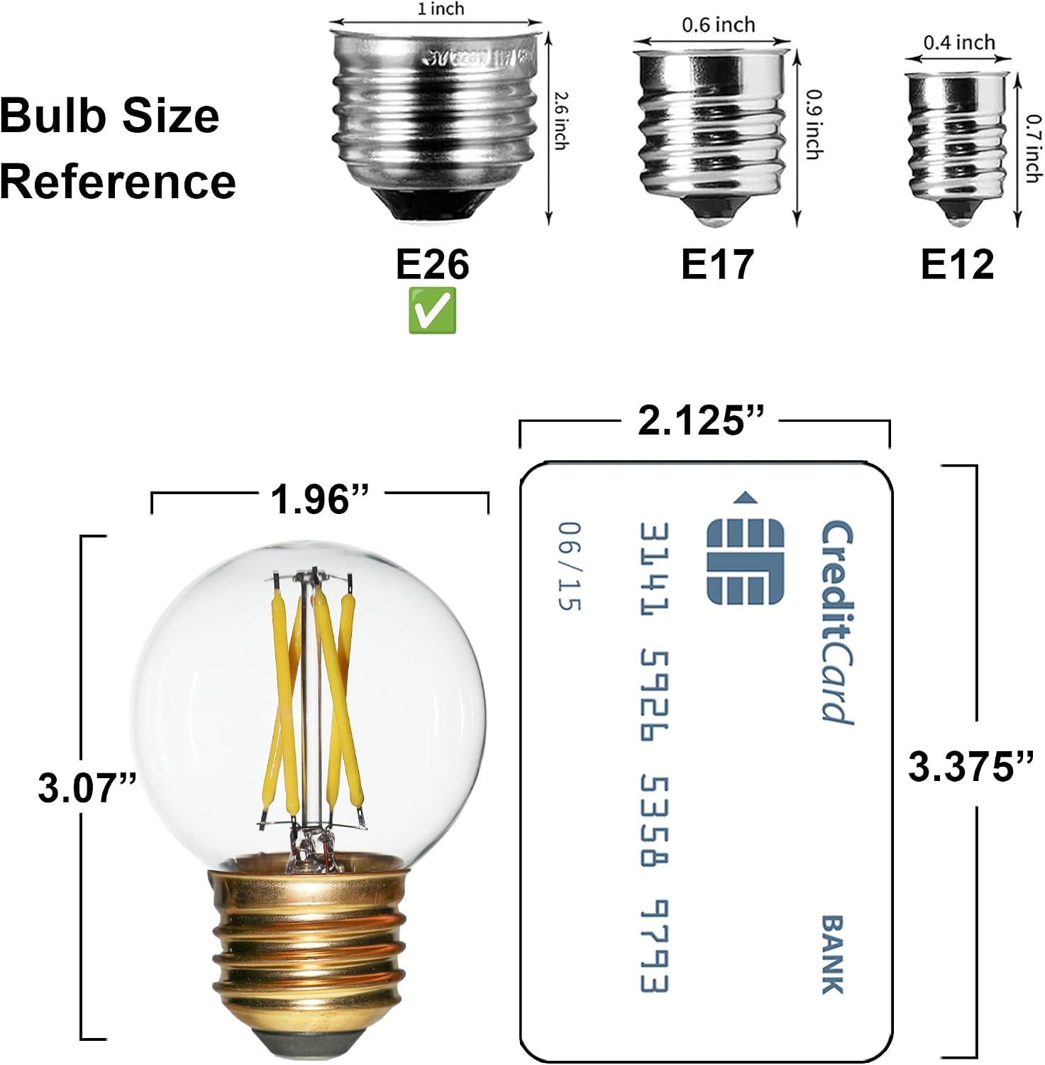 6Pack G50 Globe Light Bulbs, 40 Watt Equivalent, E26 Base, 90+ CRI, 4 Watt 5000K G16/G16.5 Dimmable Edison LED Bulbs for Home, Bathroom, Vanity, Pendant Lights image 5