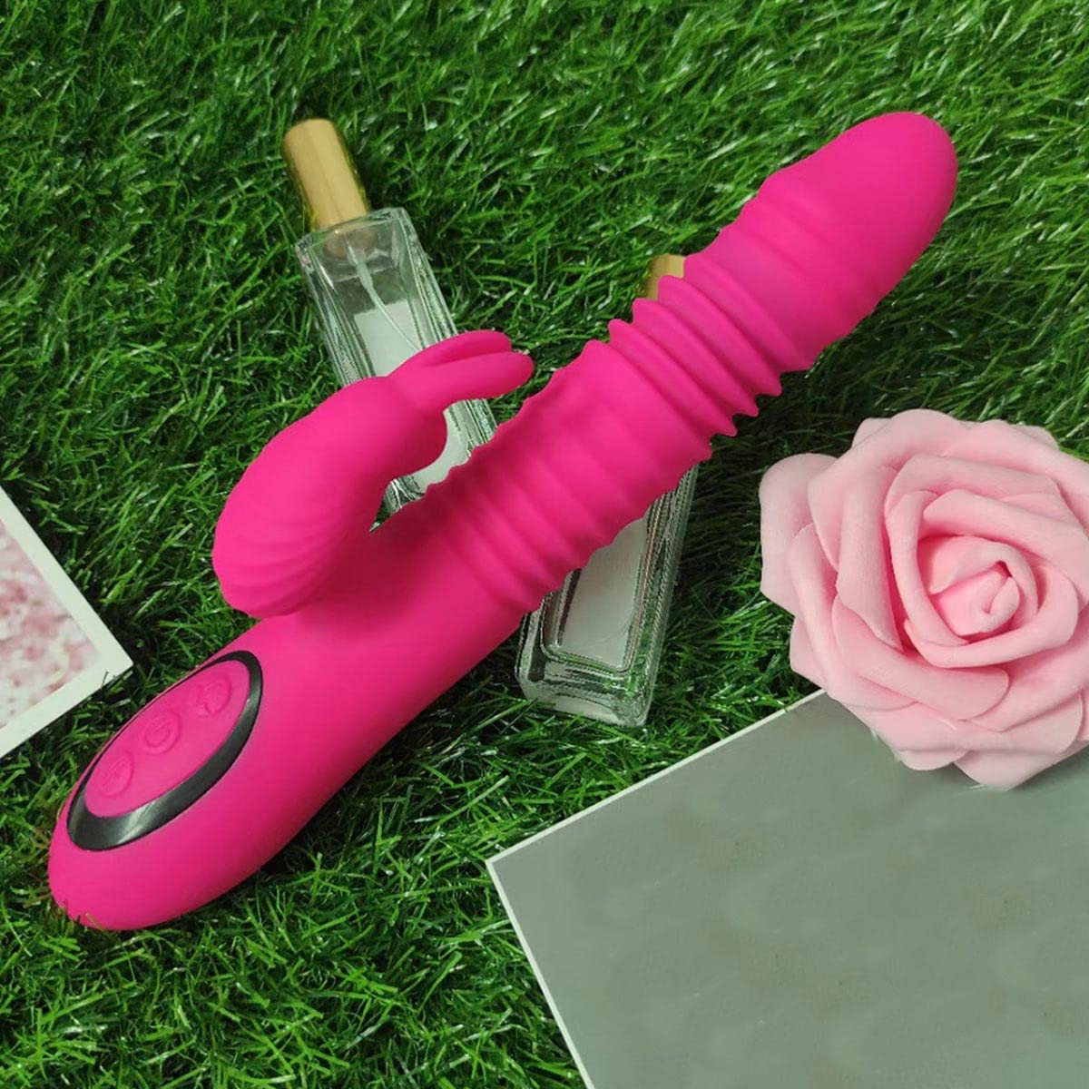 AAKOMA Vibratore a Spinta, Vibratore Clitorideo Punto G Impermeabile e Ricaricabile Vibratore Dildo in Silicone Realistico con 10 Modalità di Vibrazione di Frequenza, Giocattoli Sessuali Donne Rosso