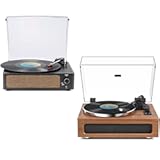 Record Player with Bulit-in Two Speakers Black and Record Player with Built-in Four Speakers Brown