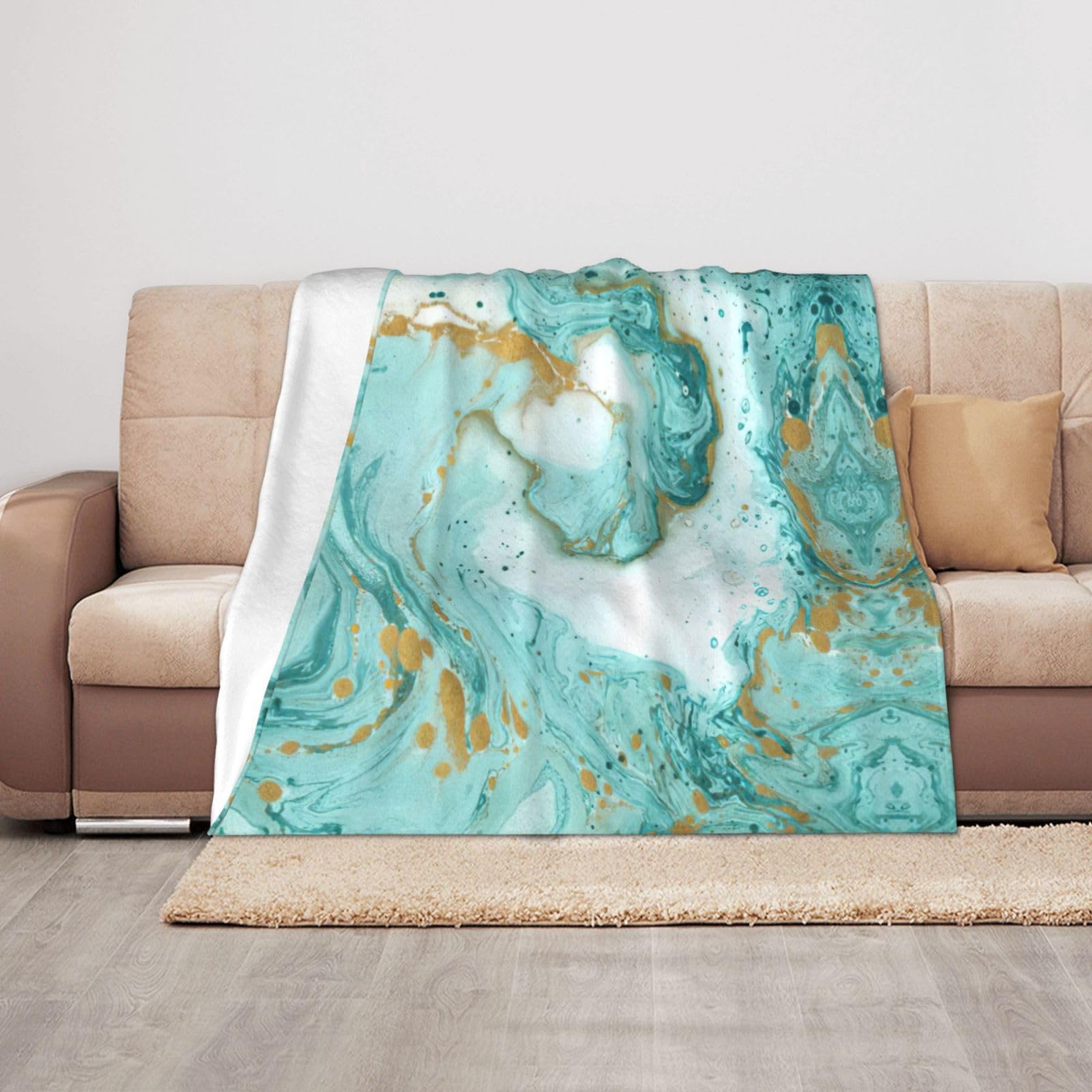 Couverture chaude marbre turquoise pour vos soirées et voyages