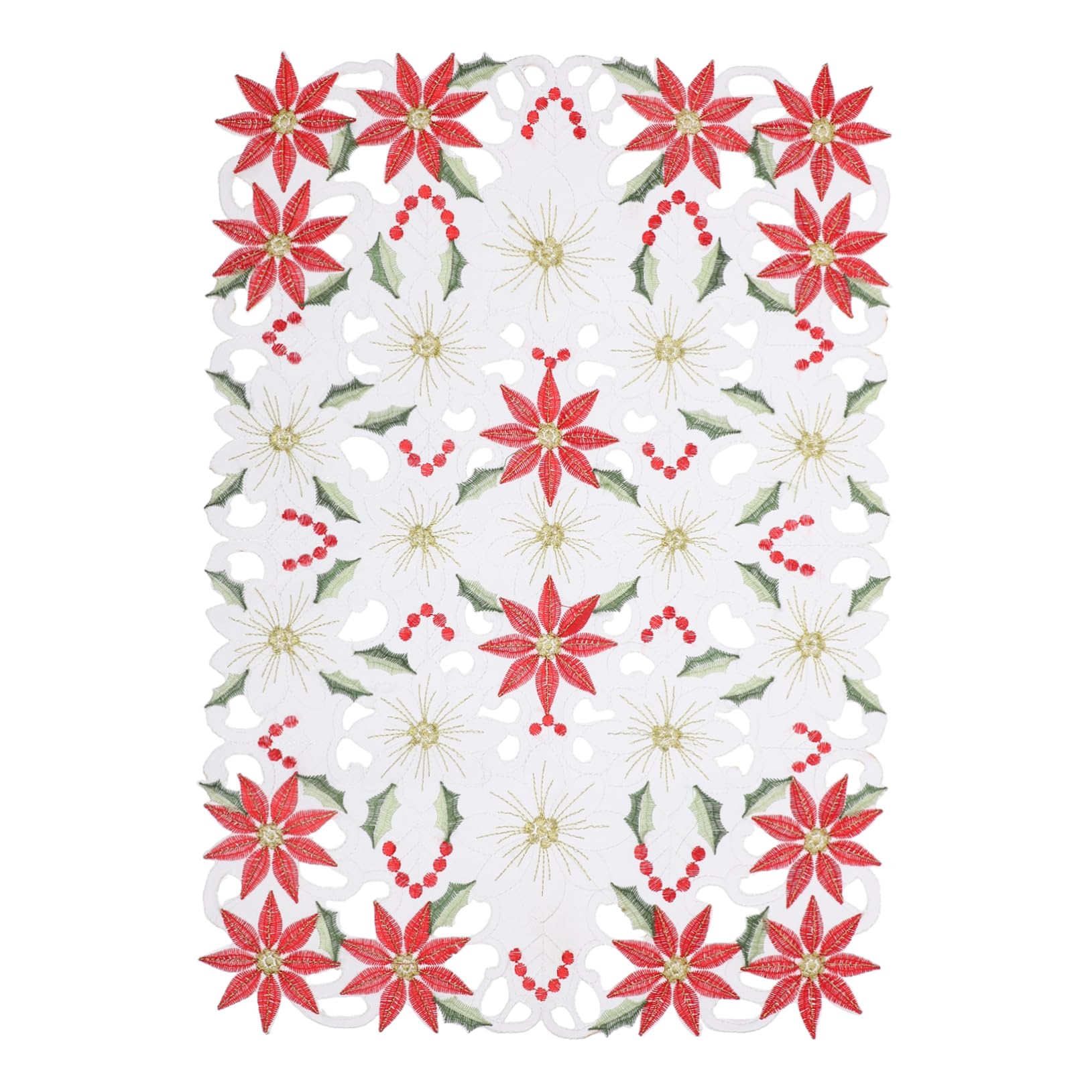 Nappe de fleurs de Noël pour table à manger et chemin de table de fête en polyester