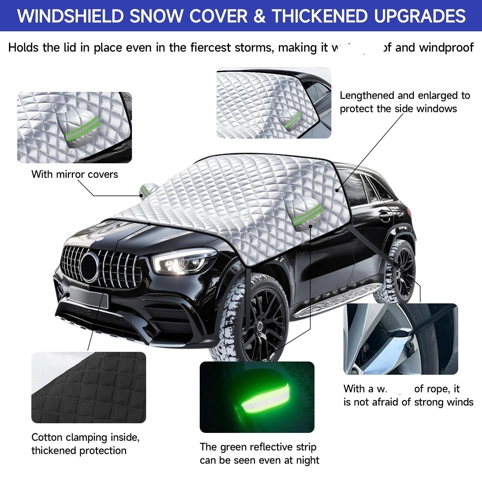 Copertura Parabrezza per Neve E Ghiaccio Parabrezza per Auto Copertura per Neve Protezione per Ghiaccio Invernale Parasole Magnetico Blocco Anteriore