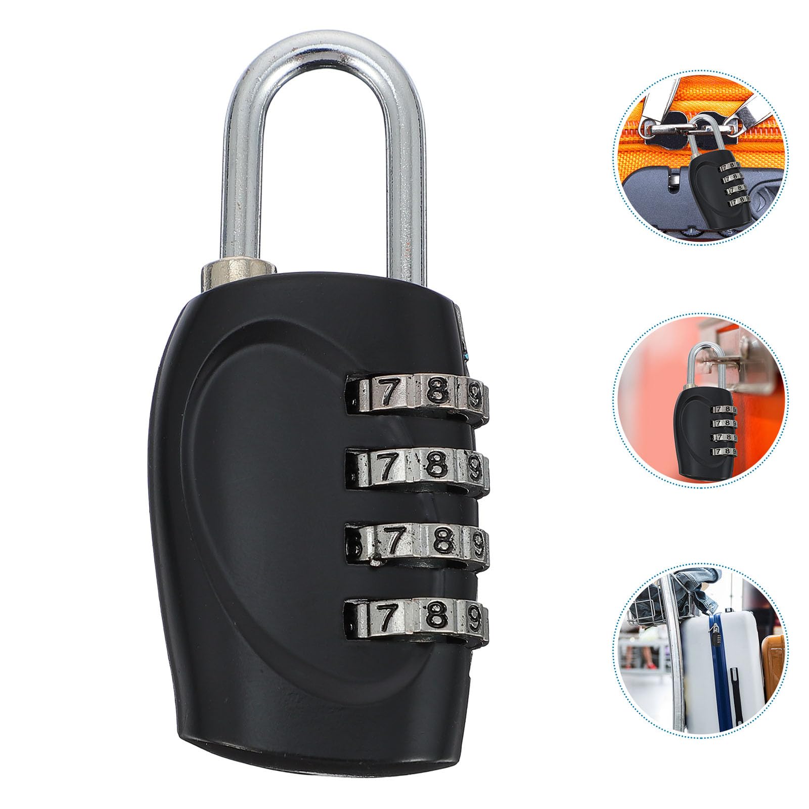 Lot de 6 cadenas à combinaison à 4 chiffres pour l'extérieur, serrure de porte, serrure de valise, serrure de voyage pour l'école, la gym, le sport, casier, clôture, boîte à outils, étui, moraillon de