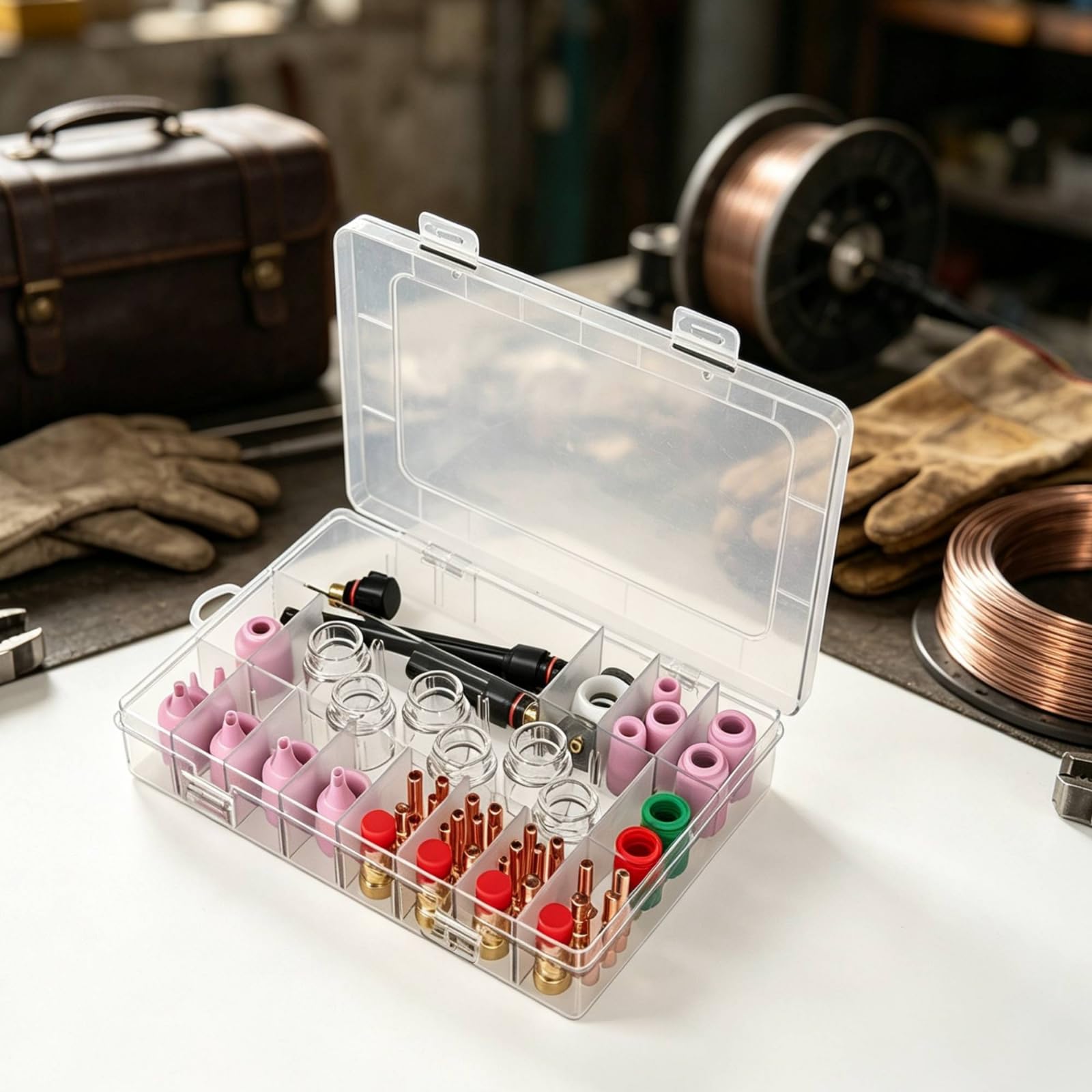 Kit Consumabili Compatibile Ricambi Torcia Trasparente Coppa in Ceramica per Saldatori,