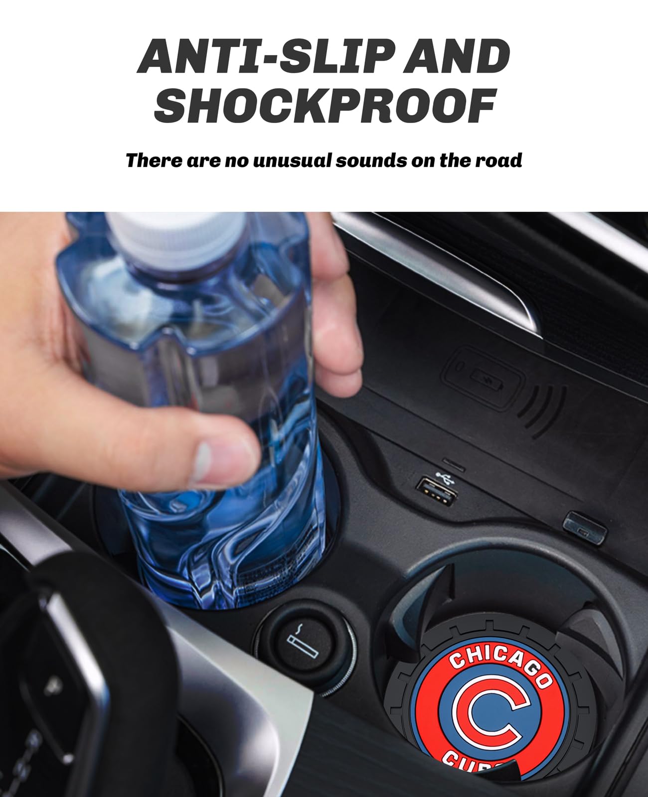 2PCS Car Cup Holder Coaster Auto Cup Holder Insert Coaster for Chicago Cubs Baseball Fans Non-Slip Car Drink — view 4