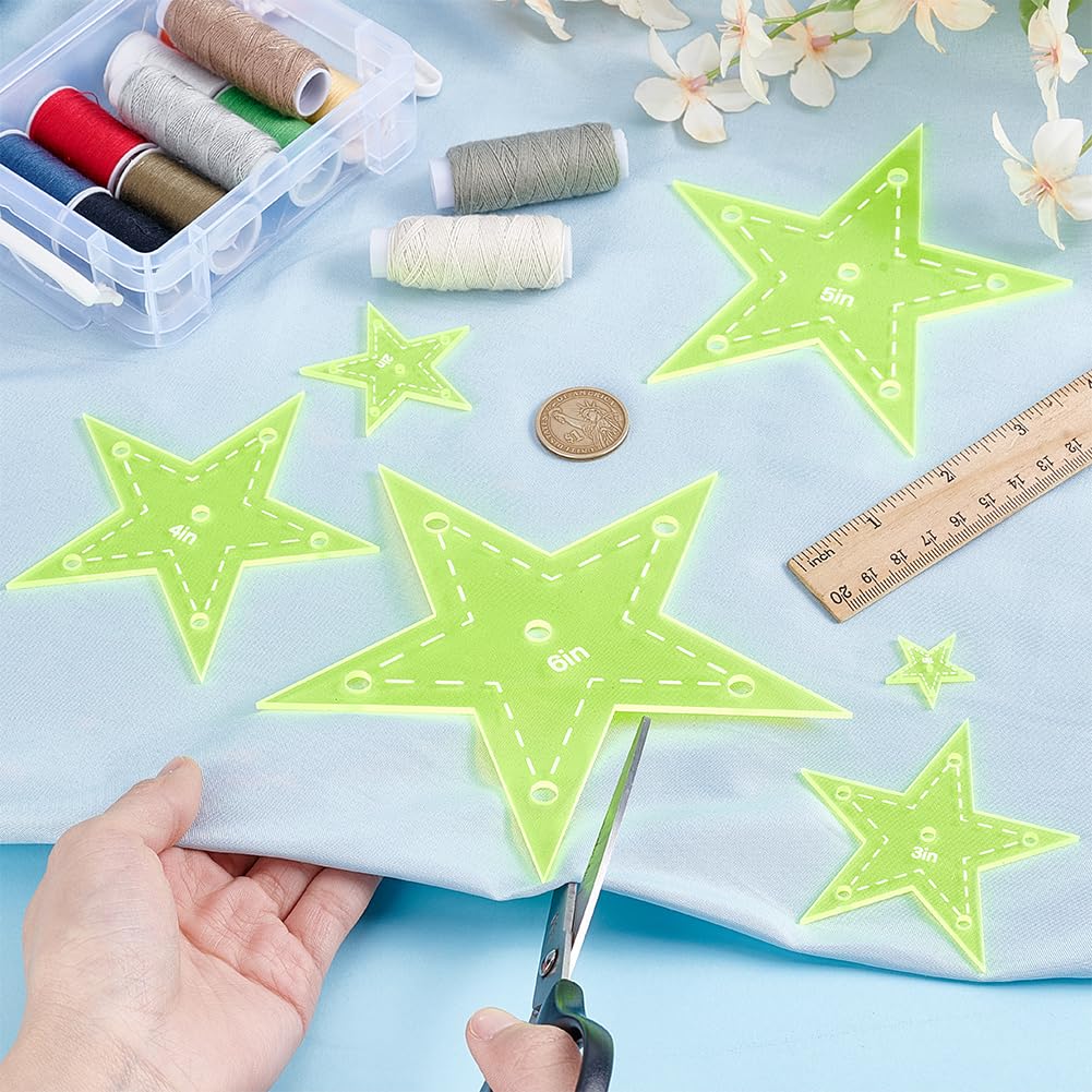6-teiliges Stern-Steppschablonen-Set aus Acryl, 2,5 - 15,2 cm, Sterne, Nähschablone, Vorlage, Quilt-Präzisionswerkzeuge, Quilt-Zubehör für Heimwerker, Handsteppung und Näharbeiten