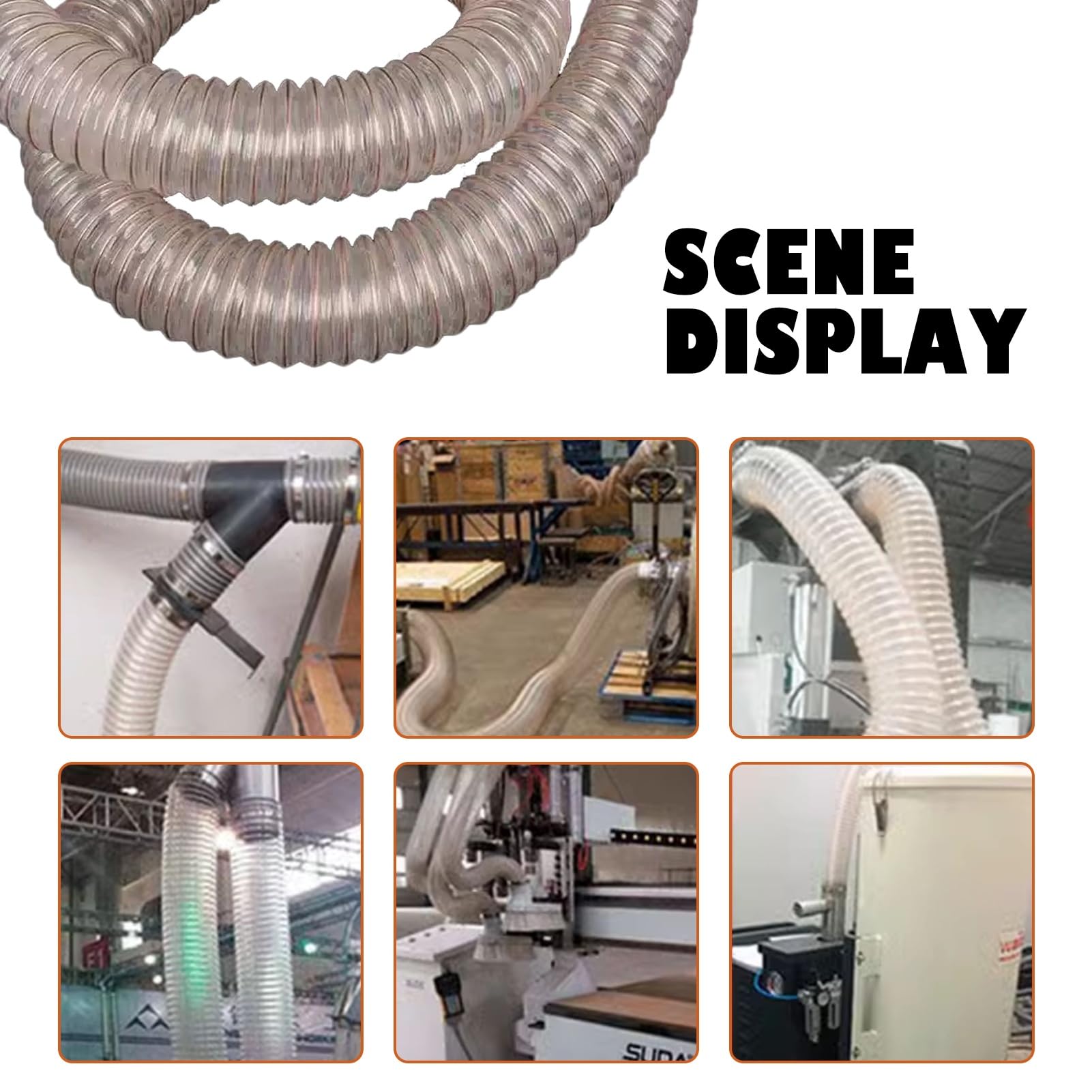 Tuyau d'aspiration de poussière Flexible en PU, dissipateur d'électricité Statique, léger et sans pliure pour Atelier de menuiserie et de métallurgie (L 10 m (33 pi), diamètre 40 mm (1,6 po)