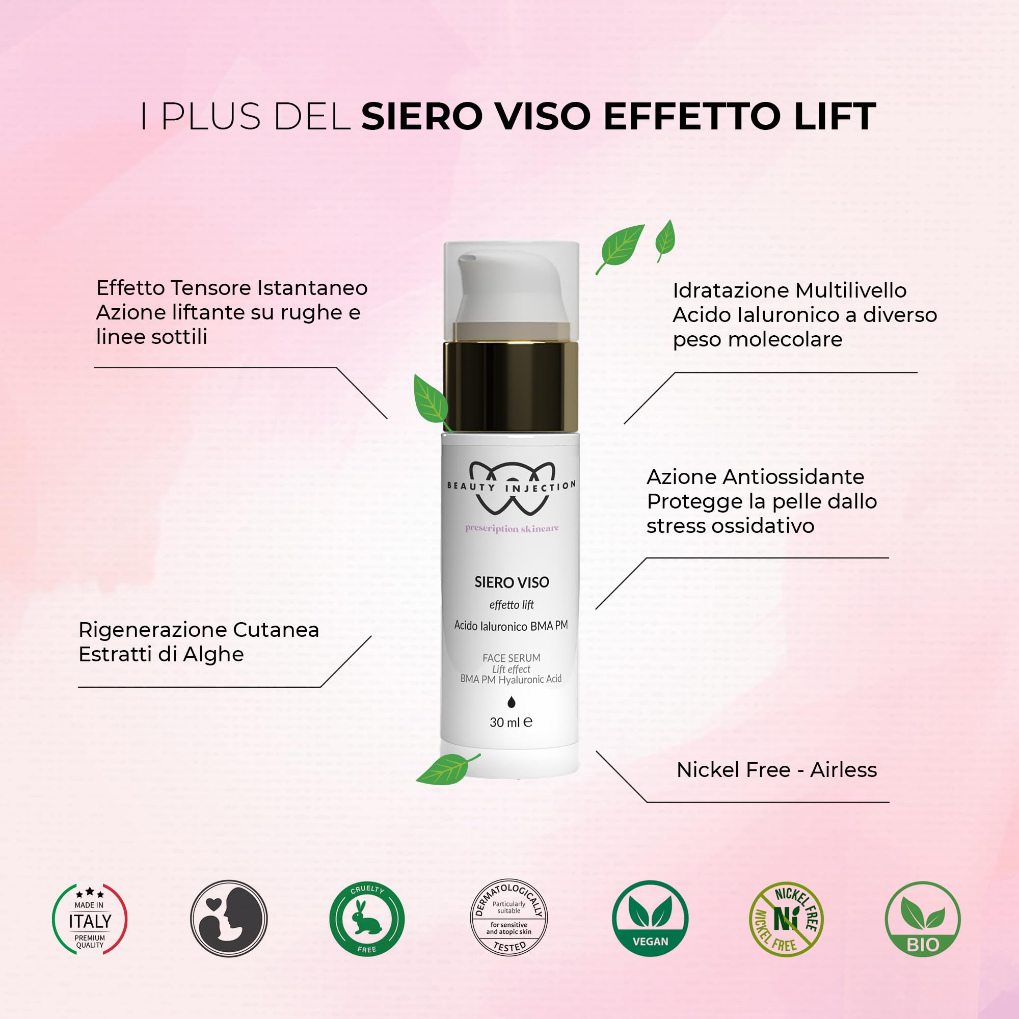 Wikirose Cosmetics BMA PM Serum do twarzy z efektem liftingu z kwasem hialuronowym - 30 ml