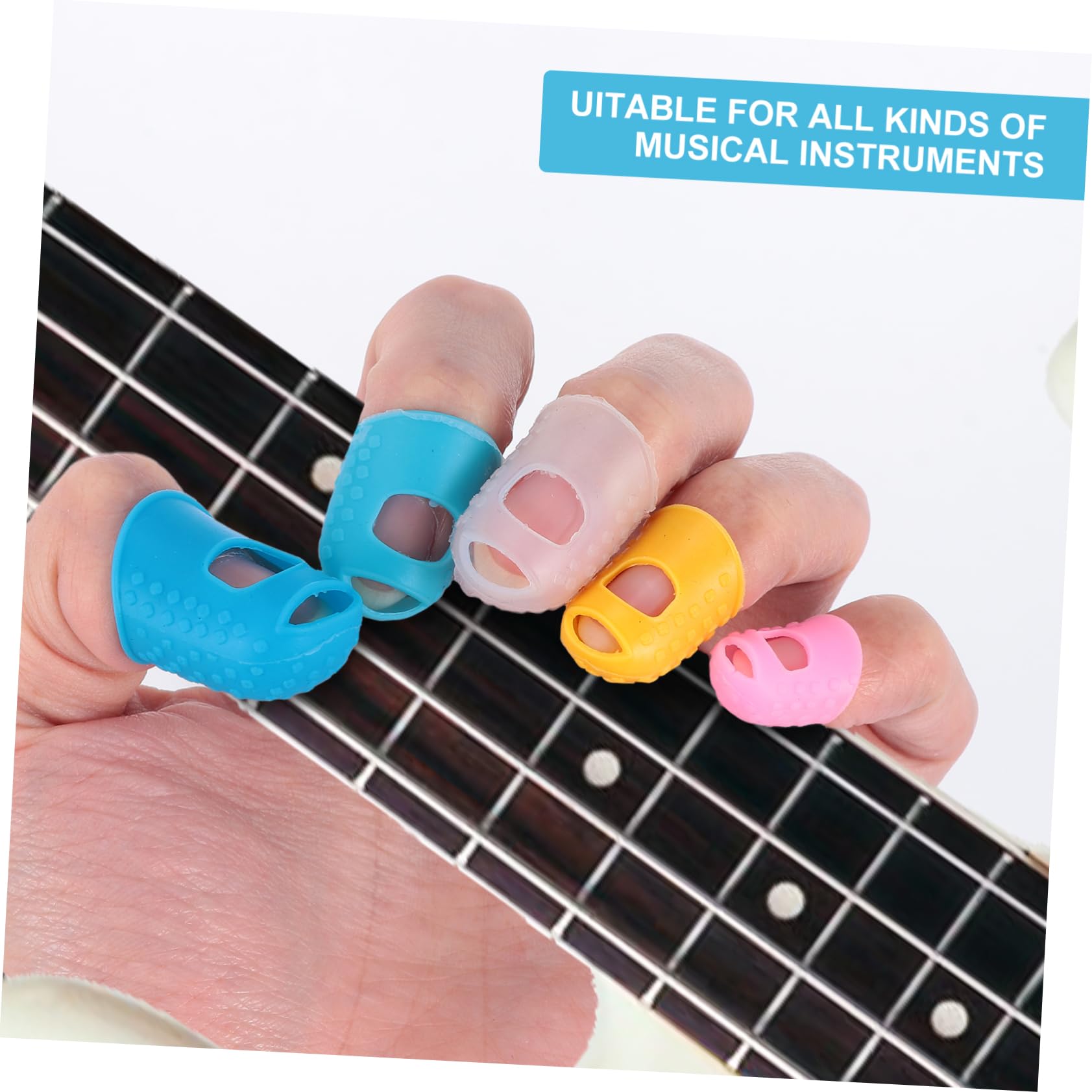 Hemoton Silicone Guitar Fingertip Covers 20pcs Comfortable Non-slip Protect Your Fingers for Guitar Banjo Harp