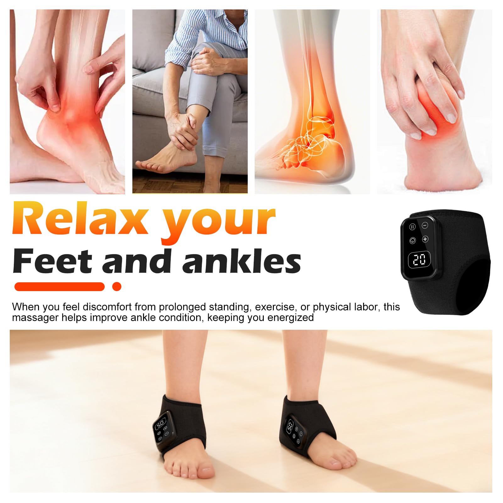 Foot Massager,Foot Revive Massager with 5 Vibration Mode,6 Heat Leavel for Both Father and Mother, Wireless & Portable (2pcs) — view 7