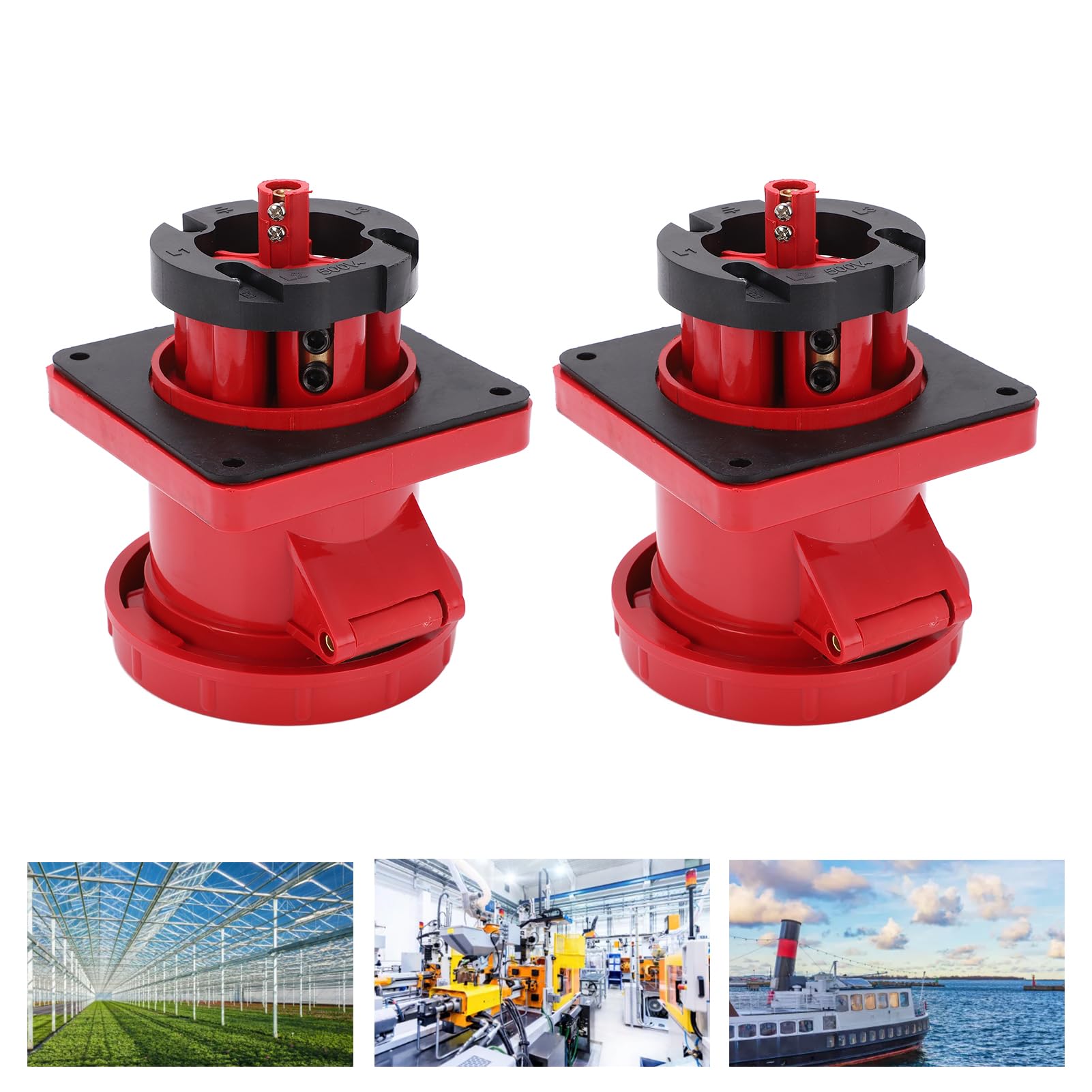 2 Uds Enchufes Rectos Industriales 125A Trifásicos IP67 Montaje Empotrado 380415V para Aplicaciones Versátiles (3P+E)