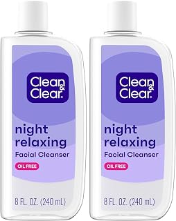 Clean & Clear Night Relaxing Oil-Free Deep Cleaning Face Wash with Deep Sea Minerals & Sea Kelp Extract, For All Skin Types, 8 fl. oz (Pack of 2)