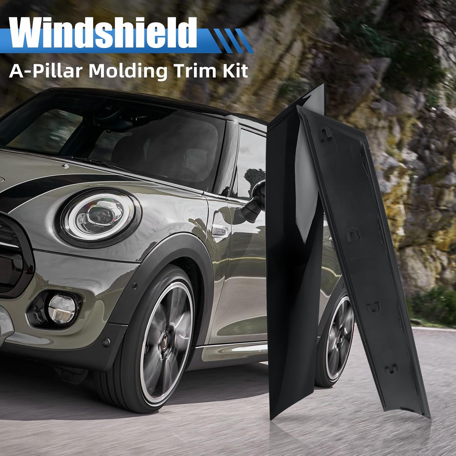 Windshield Post Trim A Pillar Molding Cover Compatible with Mini Cooper R55 R56 R57 2007-2015,Driver &Passenger Side Replaces 51137272583 51137272584