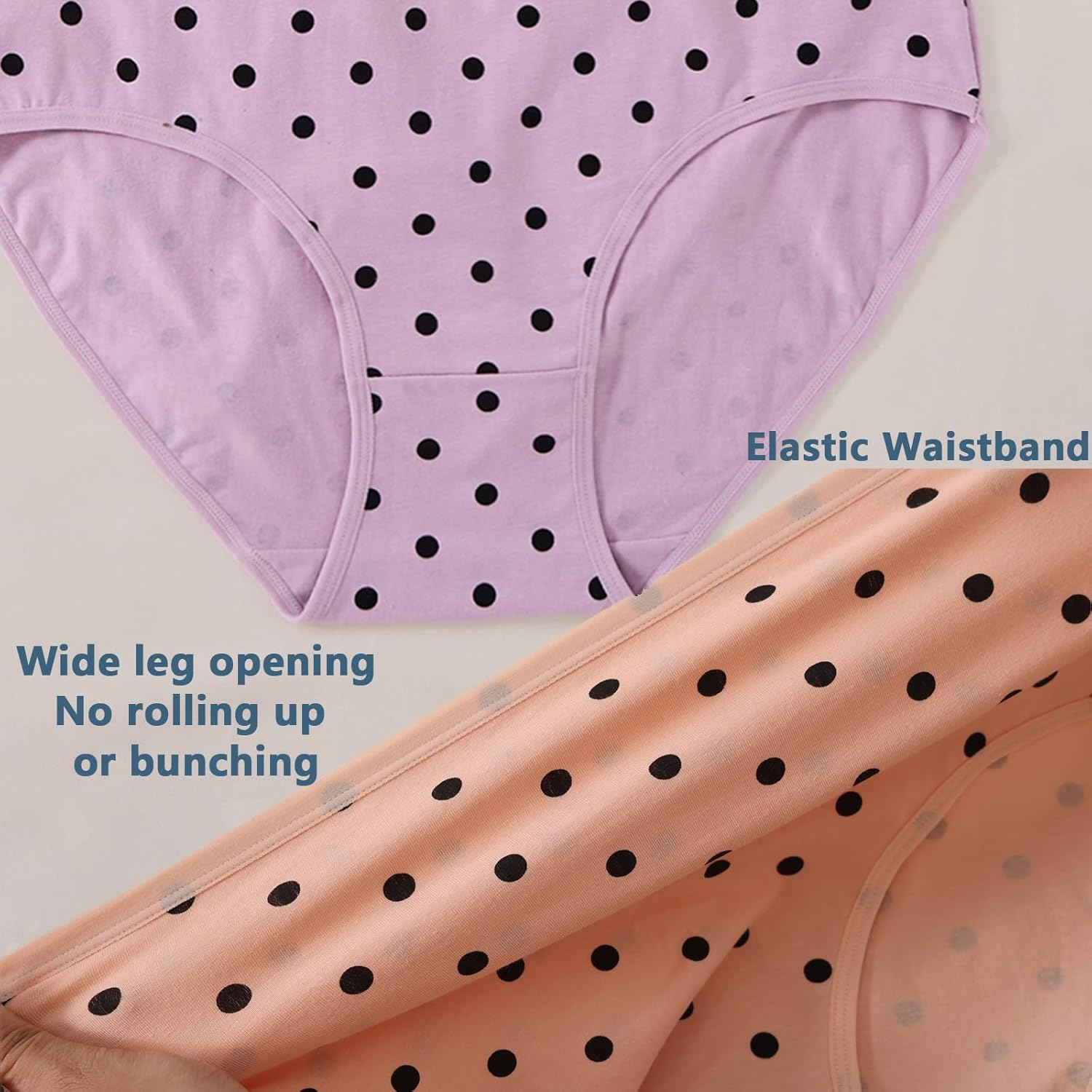 Womens Underwear Cotton Plus Size Briefs XL-5XL Mid High Waist Full Coverage Ladies Panties 5 Pack Polka Dot - Image 6