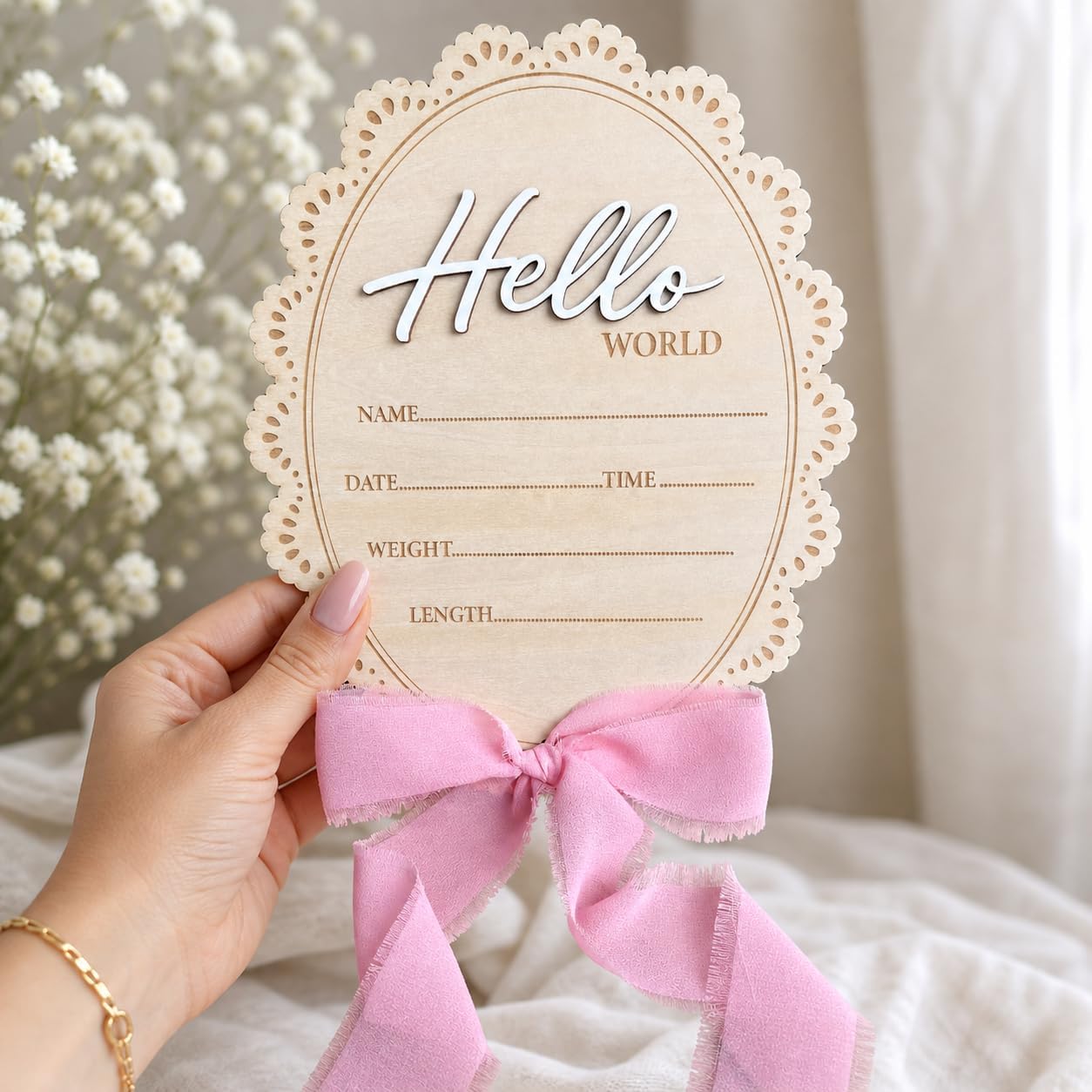 Baby Girl Monthly Milestone Signs, Large 8 Inch Wooden Milestone Disc with Interchangeable Numbers 1-12 Months, Double Sided Pink Elephant Bow Floral Newborn Photo Props (Multicolor16)