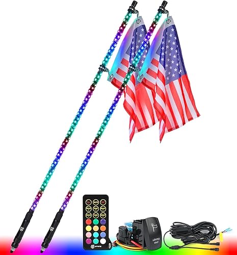 Miniatura 21 de Xprite 1 luz LED RGB de 3 pies, control remoto y aplicación, patrón de persecución DIY con luces de freno de marcha atrás, antena de seguridad,