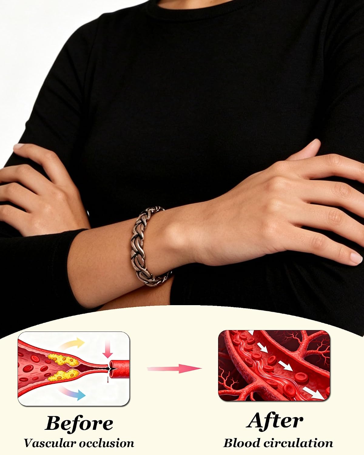 copper bracelet for women with effective ultra strength magnets, 99% pure copper magnetic therapy bracelet