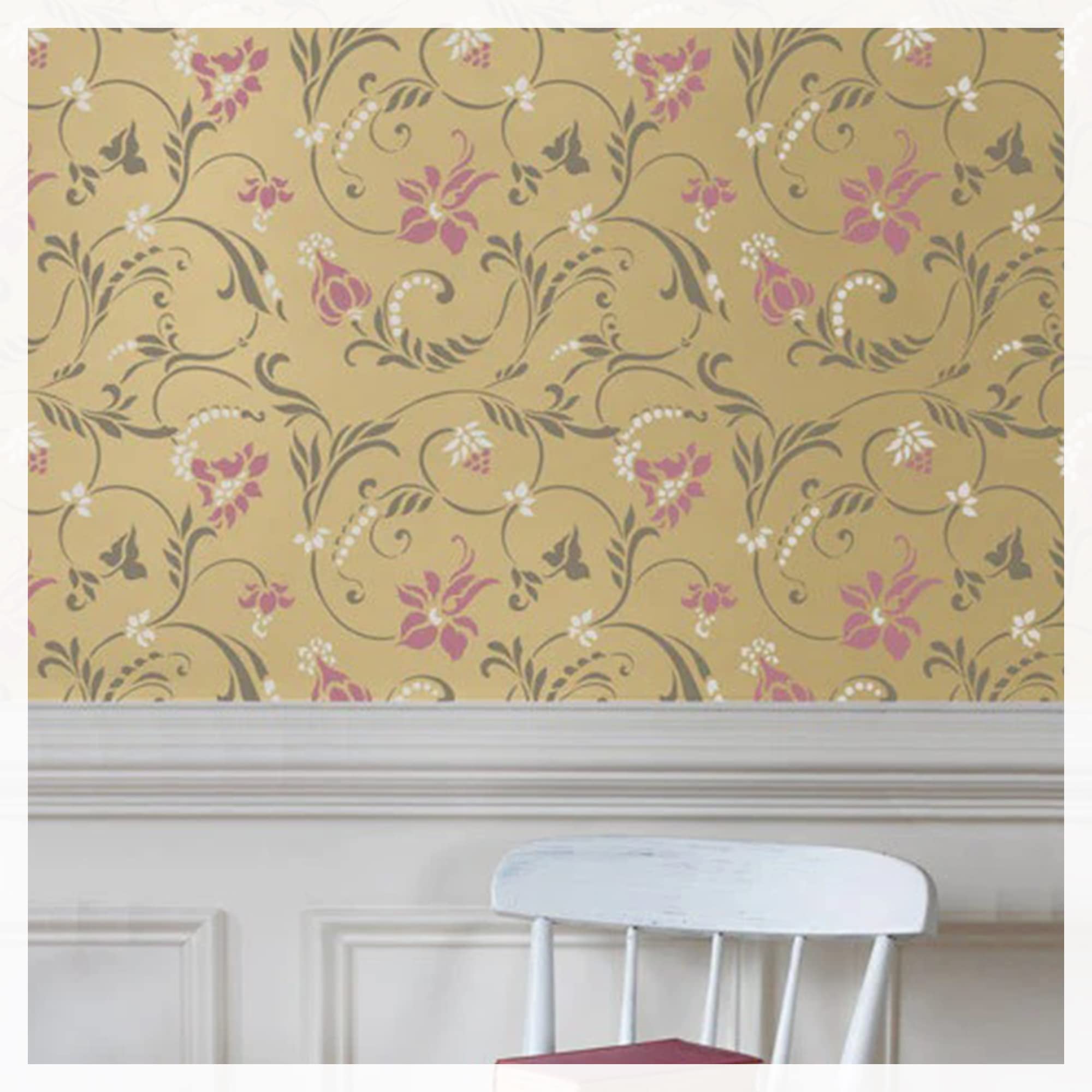 Kayra Decor Latest Flourishing Allover Stencils for Wall Painting - Pack of 1, Sheet Size 36 x 40 inch/Design for Wall Painting 30 x 32.5 inch - Large (B0C6Y8L8Q2) Amazon Price History, Amazon Price Tracker
