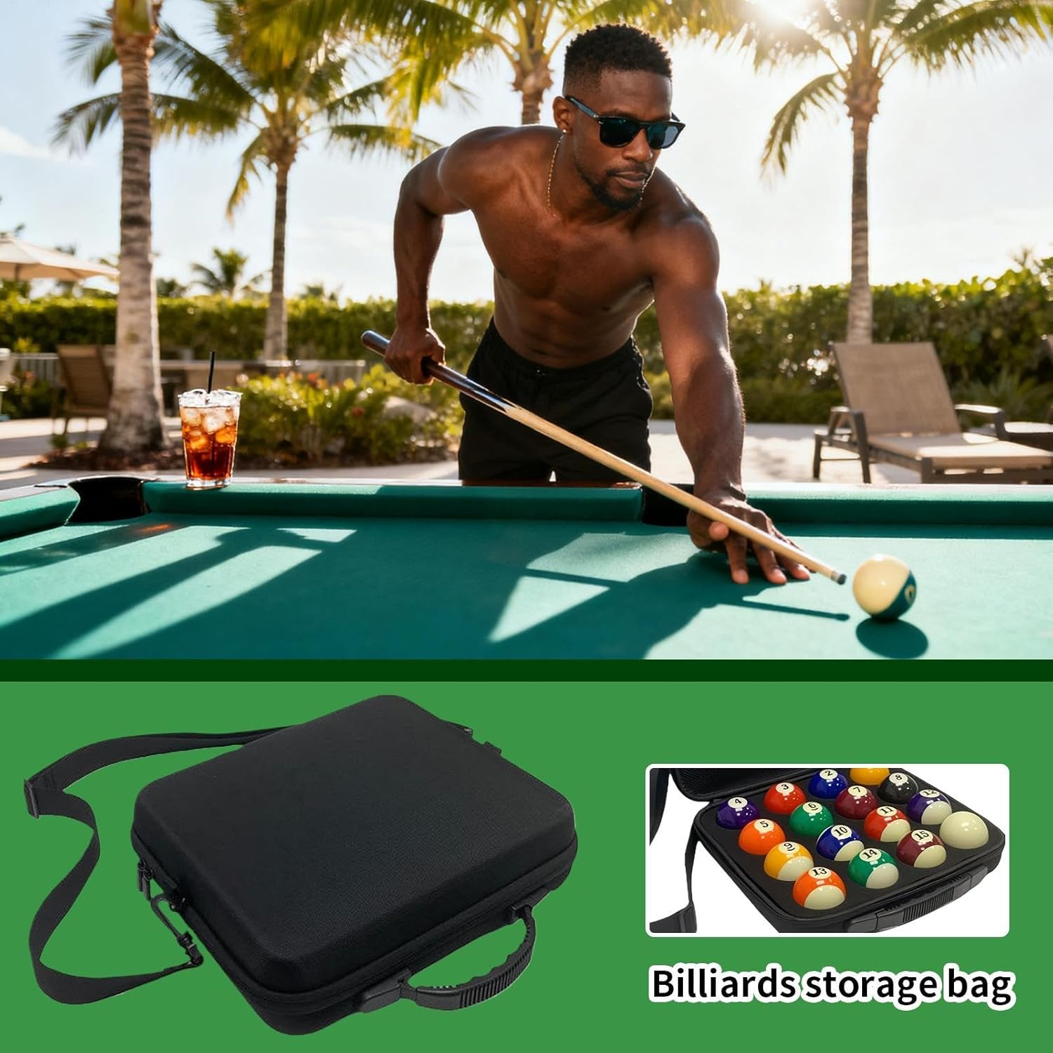 Genérico Ball Storage Case - Table Accessories Organizer with Carrying Handle and Strap | Portable Bag for Game Night at Home, Club, Outdoor Event l