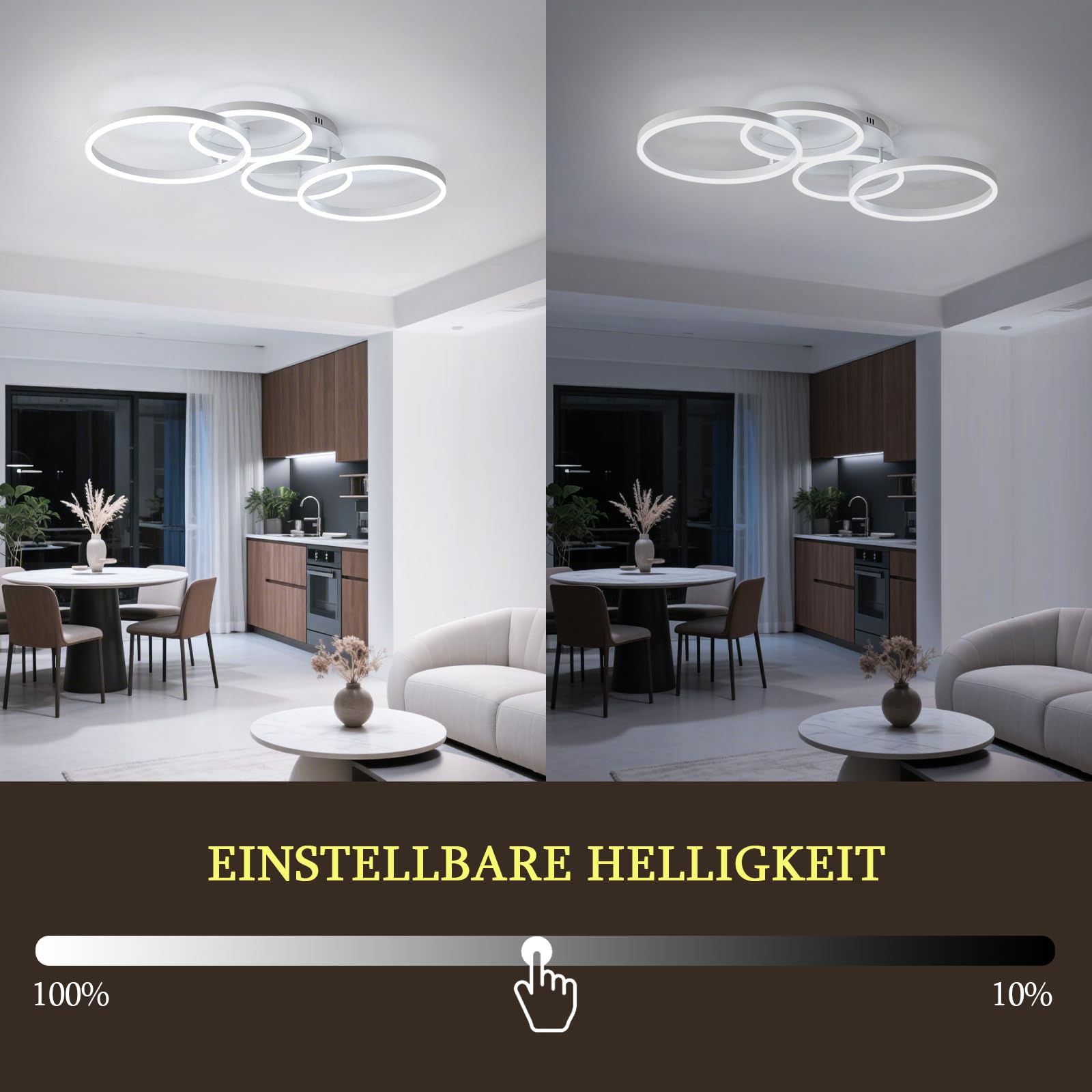 Deckenleuchte Dimmbar 40-60W, 100CM Deckenlampe LED Wohnzimmerlampe mit Fernbedienung APP Farbwechsel, Moderne lampe Dimming Deckenbeleuchtung Schlafzimmerlampe (Weiß)