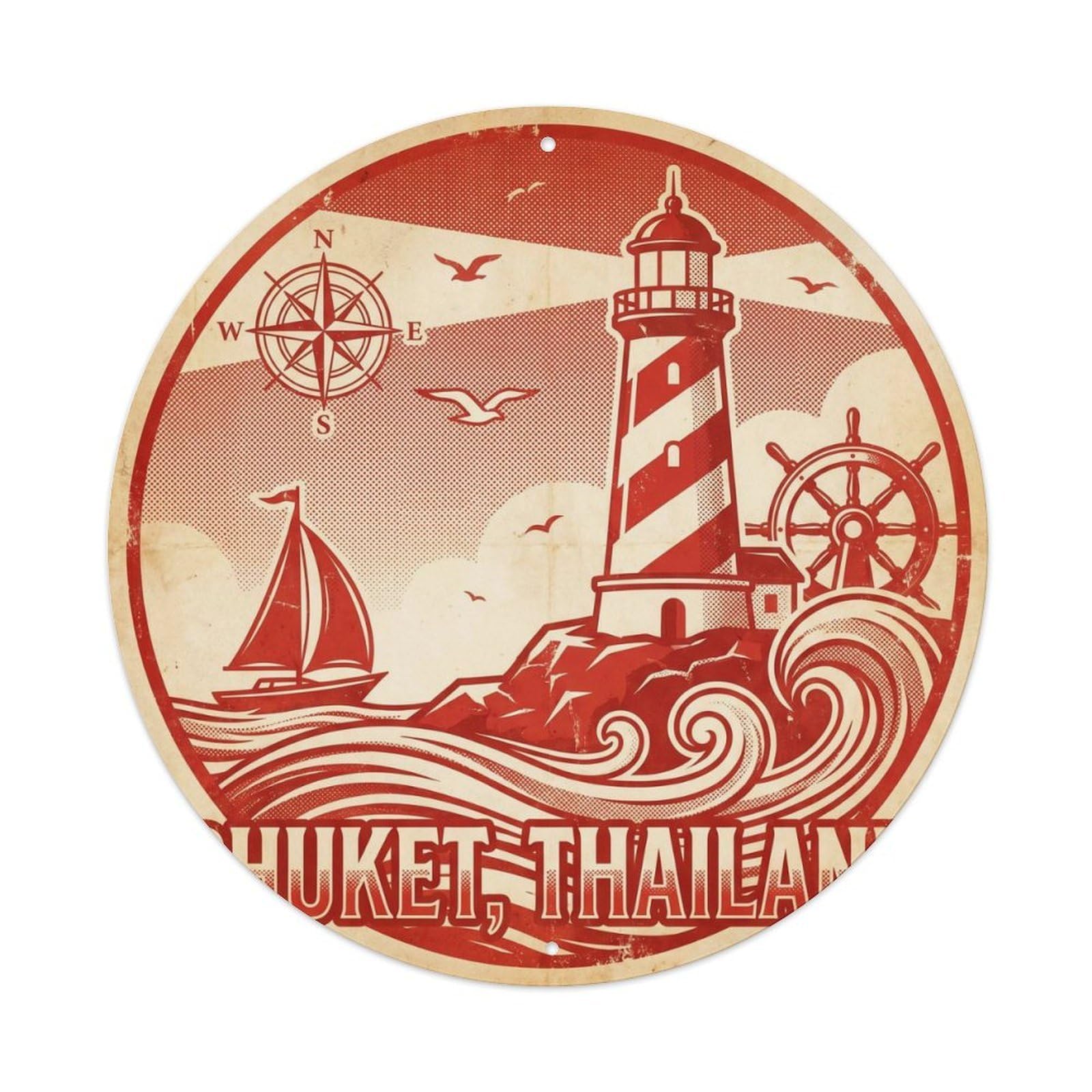 Phuket Promthep Cape Lighthouse Island Shore Surf Coast Metal Tin Sign