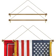 35" Wooden Banner Pole - Sturdy Wall Flag Hanger - Suitable for House Sports Dynasty Company Flags up to 30" Width and Sleeve Over 1" Pack of 2