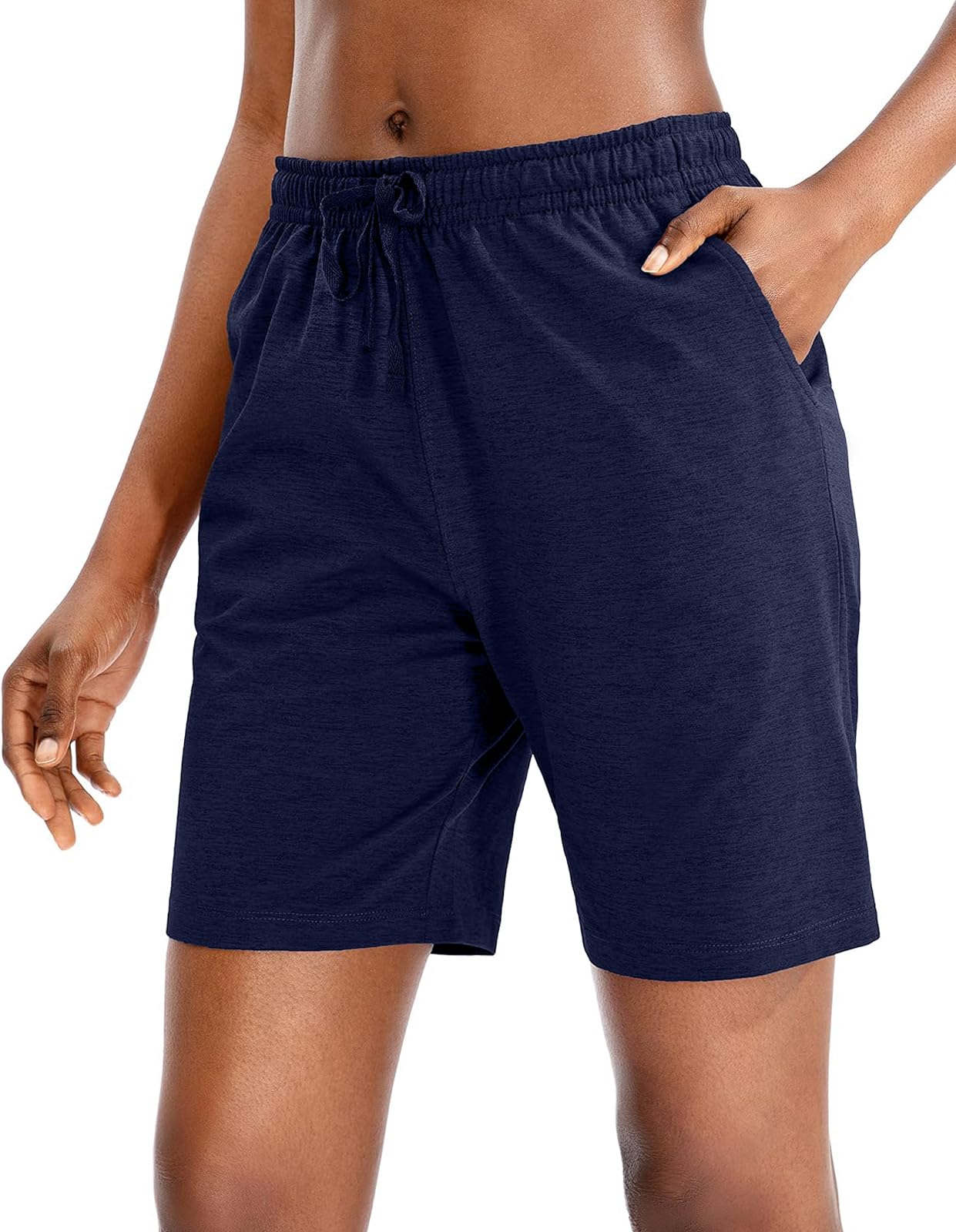 EUHOM Bermuda Shorts Damen Sommer Kurze Hose Sporthose Knielang Baumwoll Sport Shorts High Waist Laufshorts Kurze Jogginghose Lässige Sweatshorts mit Taschen