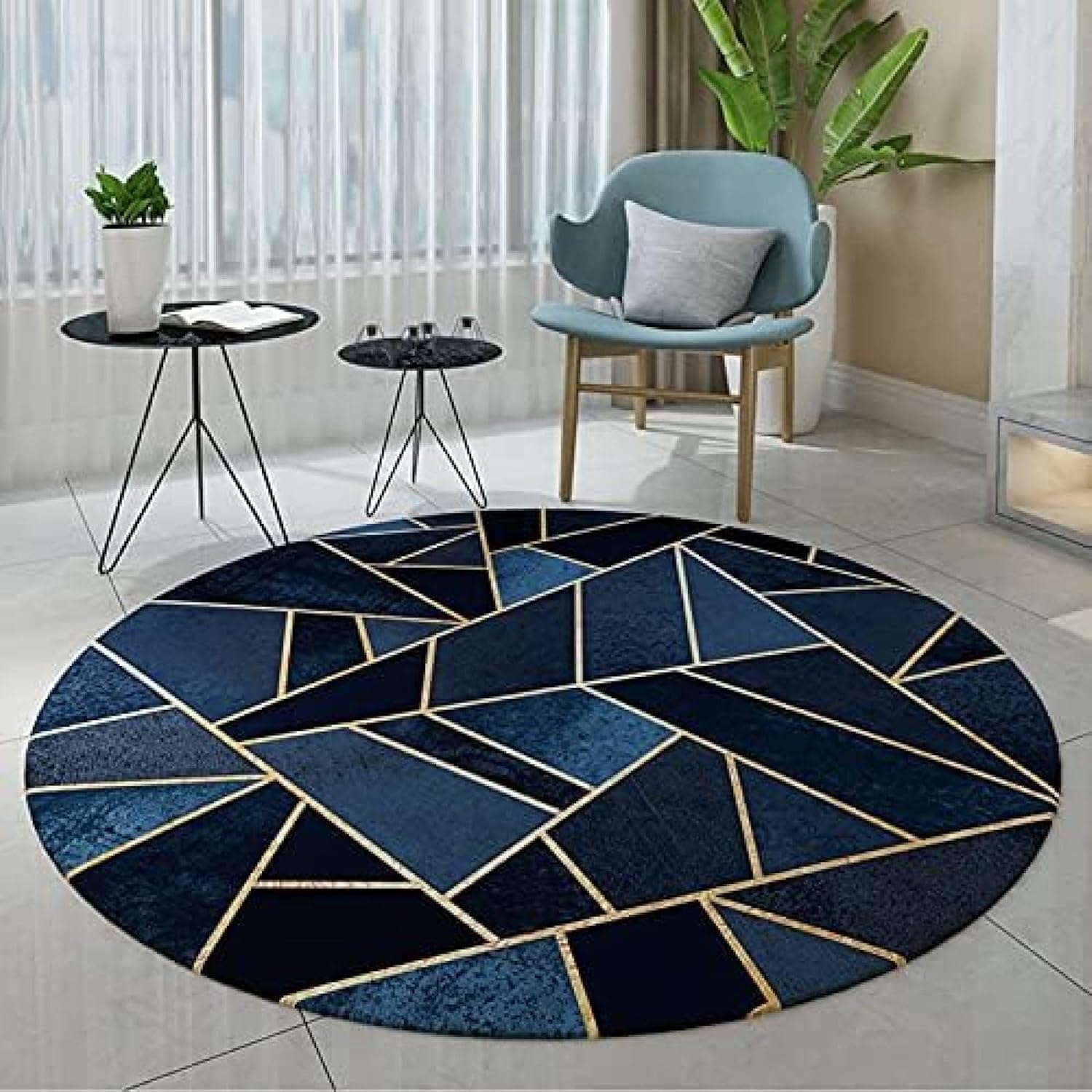 Tapis rond 200 cm doux pour salon et grande chambre à coucher
