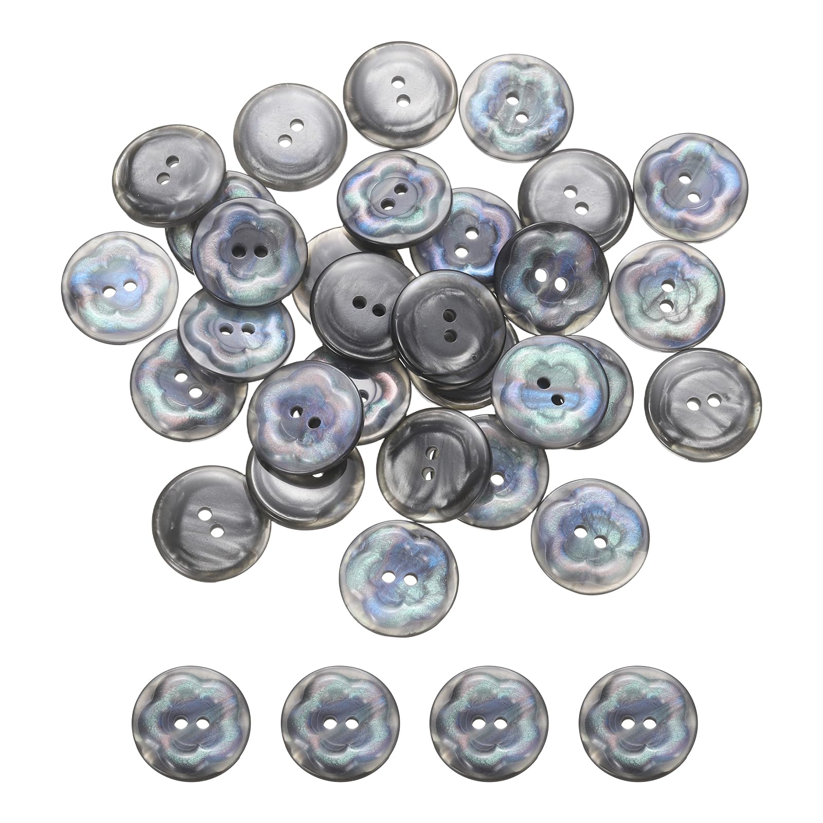 sourcing map 30Pcs Resin Buttons, 13/16" (20mm) 2 Holes Sewing Craft Elegant Shirt Buttons for Sewing Blouse Coat Windbreaker Hat Doll Decoration DIY Crafts (Round, Black)