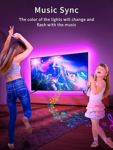 KANTUTOE TV Lights, 4m RGB LED Strip Lights for 32-55 Inch TV, Music Sync Bluetooth APP and Remote Control, USB Powered for Gaming/Bedroom - 5
