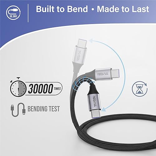 Miniatura 5 de Truntau Cable USB C a USB C, cable USB trenzado de 3.3 pies, carga rápida, sincronización de datos tipo C a tipo C, cable para MacBook Pro 2020,