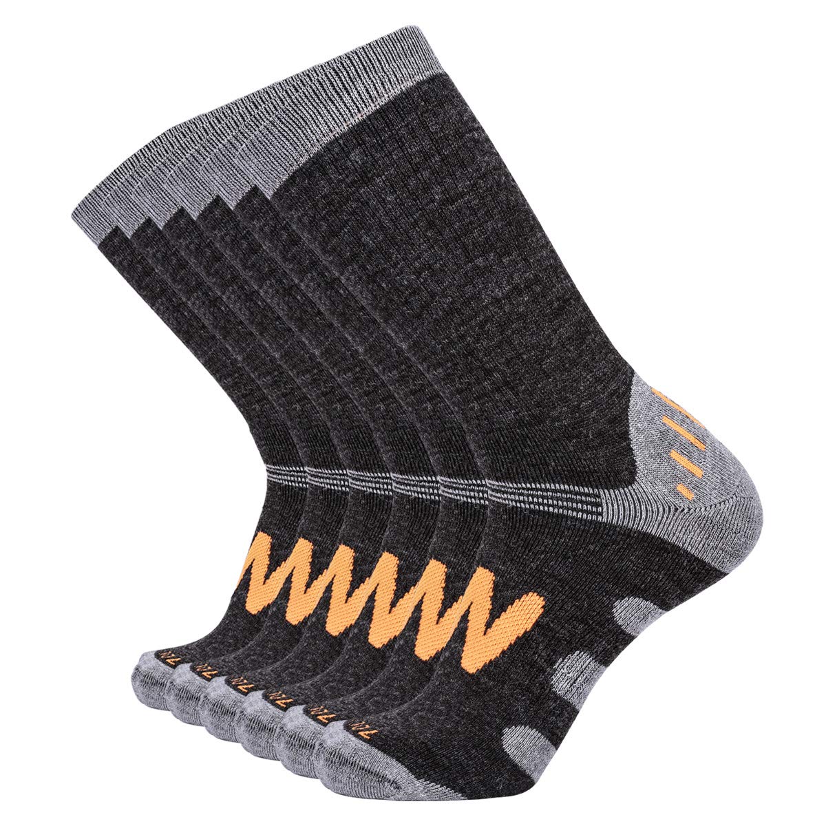 Enerwear 6P Pack Men's Merino Wool Blended Trail Socks (US 1013, Dark