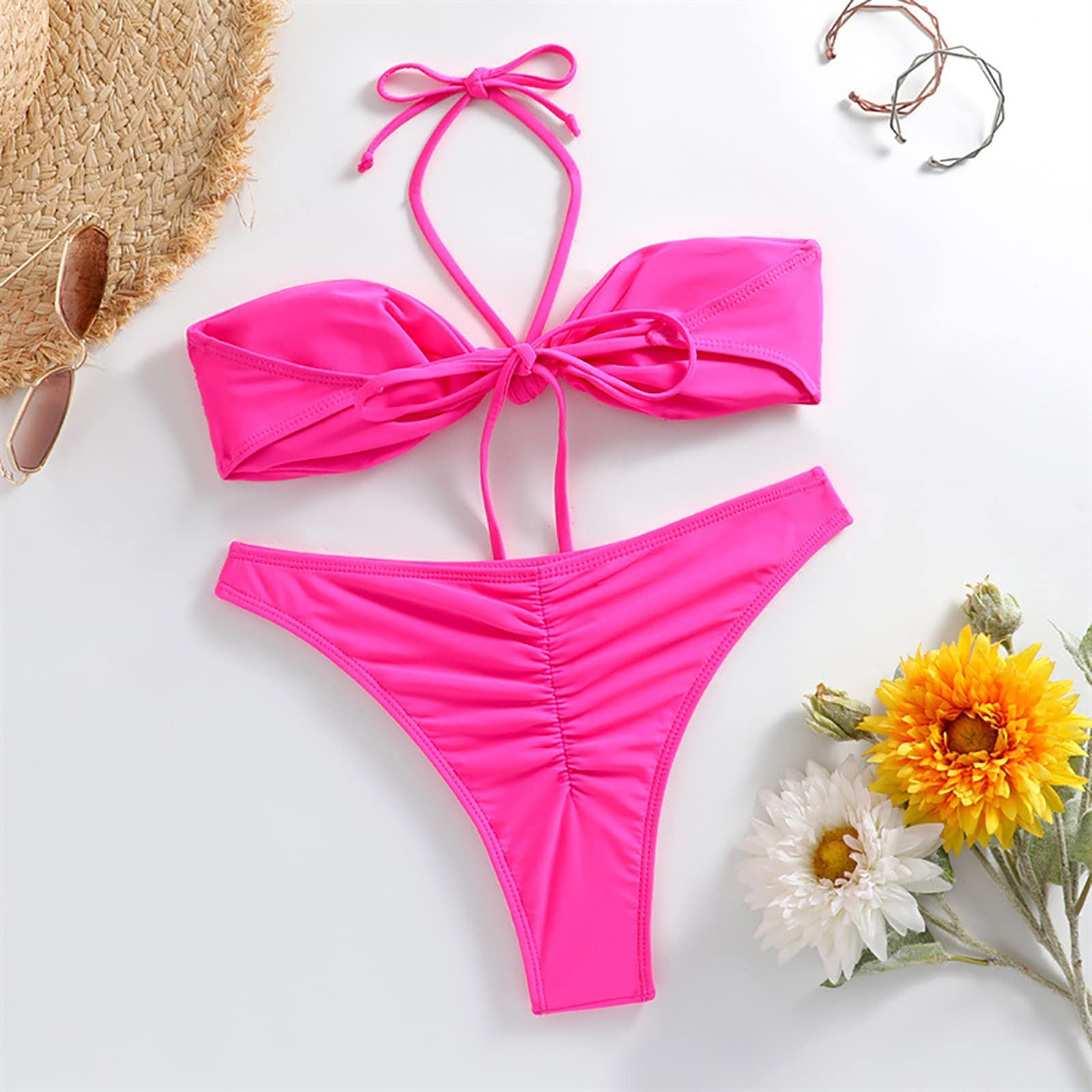 Generisch Set bikini sexy da donna con allacciatura al collo e bikini