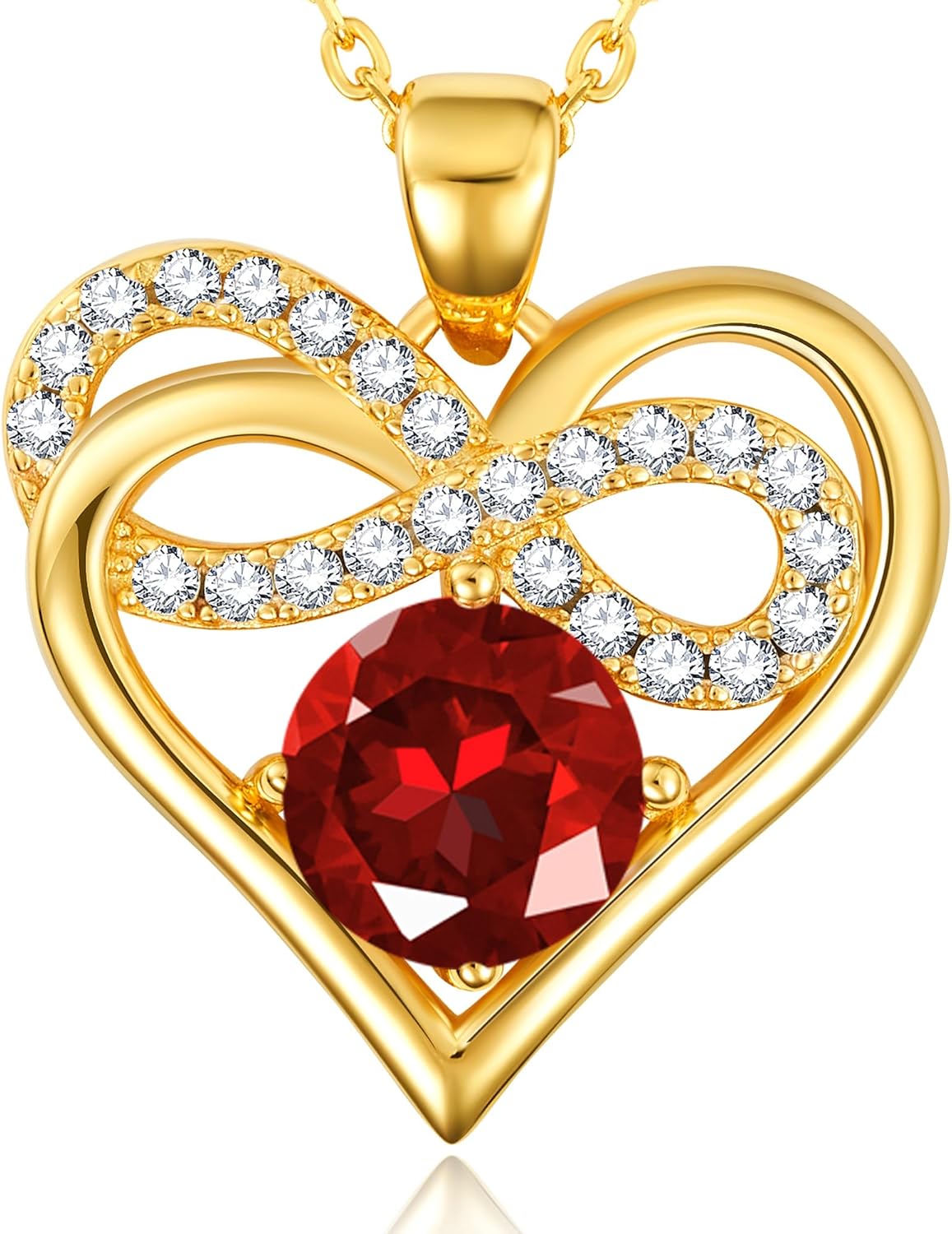 Heart Pendant Necklace for Women, Birthstone Infinity Heart Pendant - Sterling Silver Necklace for Wife or Girlfriend, Perfect Anniversary, Birthday, or 'I Love You' Gift, Timeless Jewelry She’ll Treasure