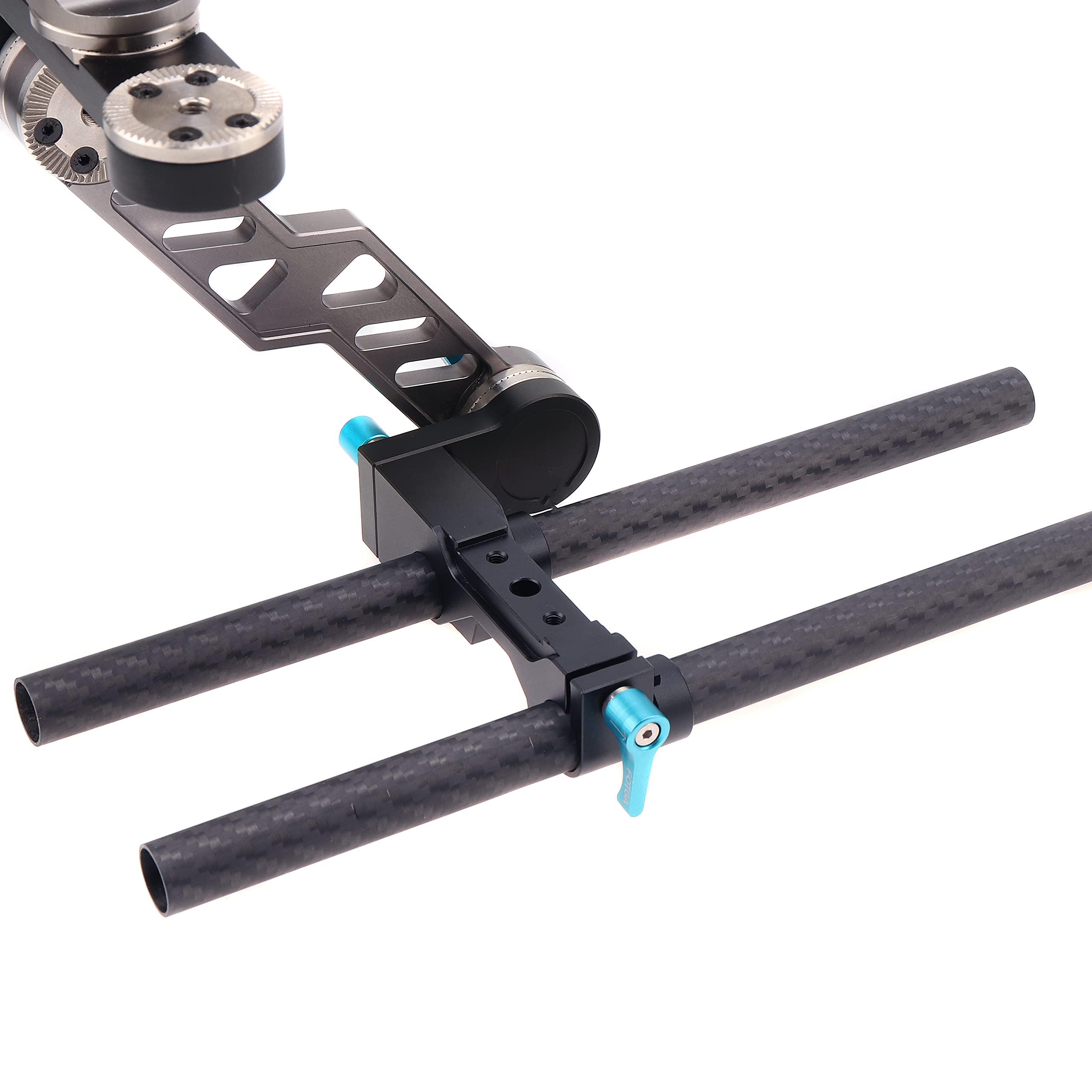 FOTGA Lot de 2 barres de support en fibre de carbone 15 mm Longueur 40 cm pour barre de 15 mm Système de support pour appareil photo reflex numérique