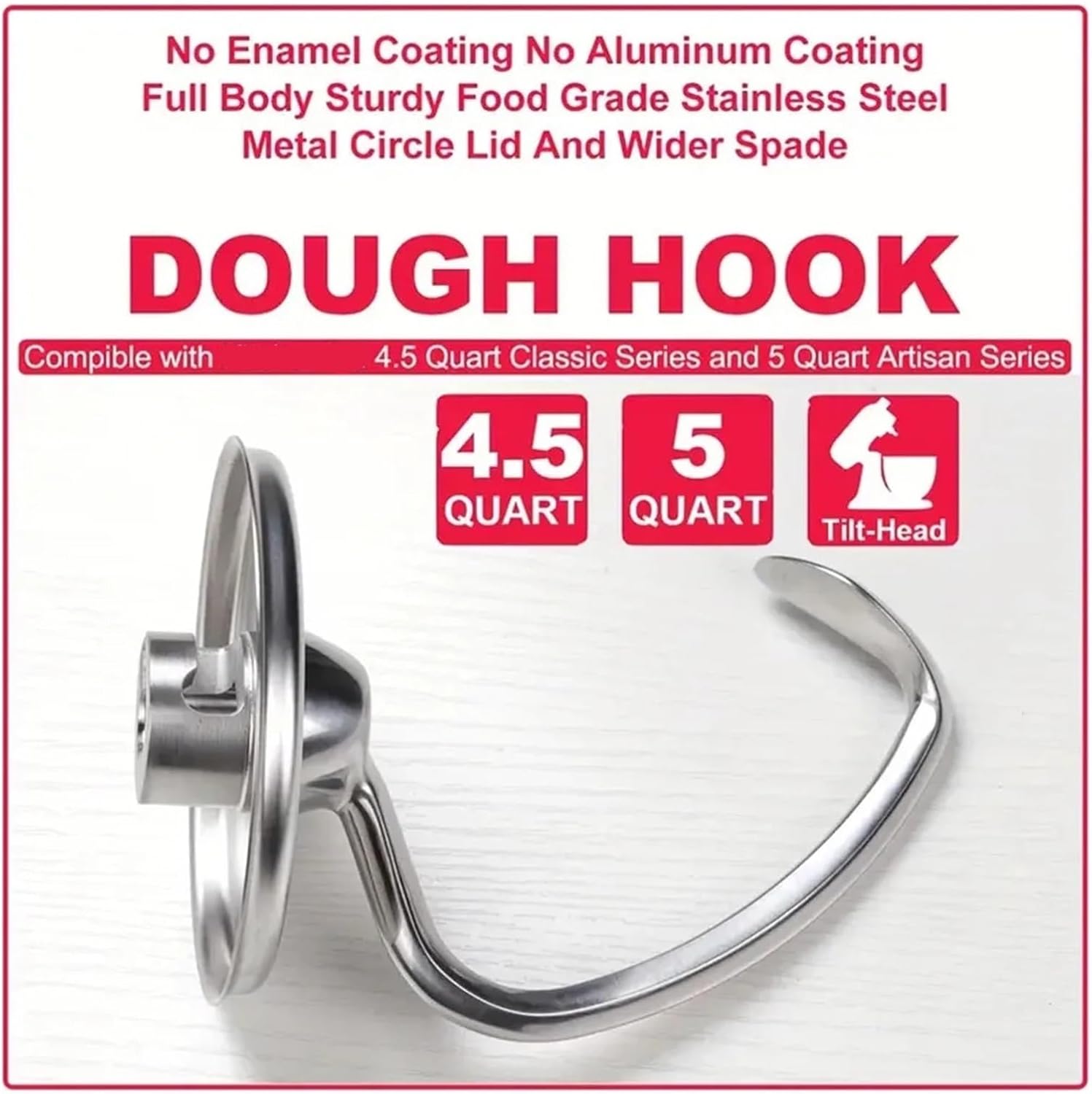 blender replacement, 1pcs,Compatible For KitchenAid Cookware Accessory And Dough Stainless Steel Hook, Suitable For 4.5 And 5QT Vertical Mixer Accessories,for parts