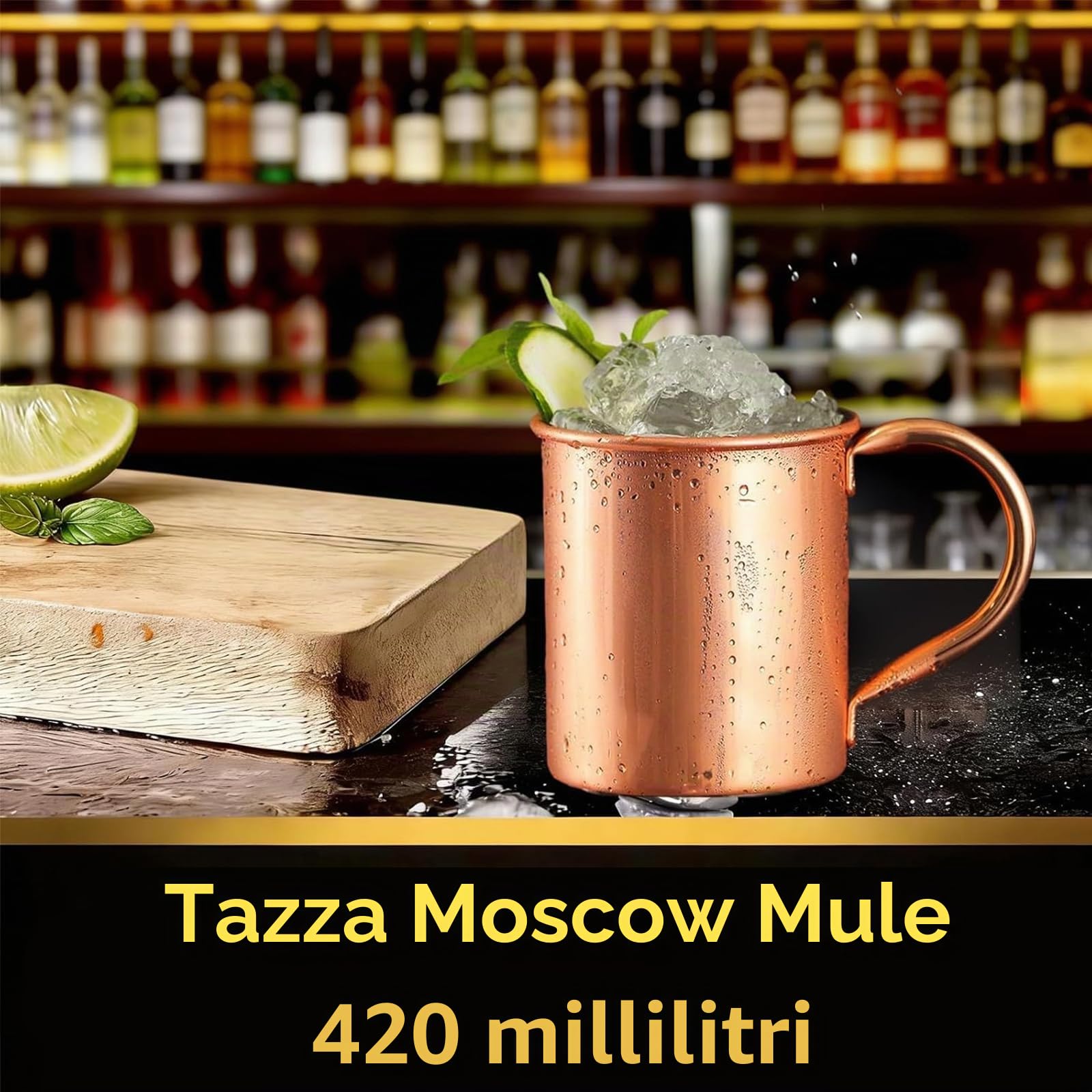 Bicchieri Moscow Mule 420ml, Acciaio Inossidabile Bicchieri Cocktail Senza Rivestimento con Bordo Arrotondato, Boccali Birra e per Ginger Beer, Fatto a Mano, Regalo