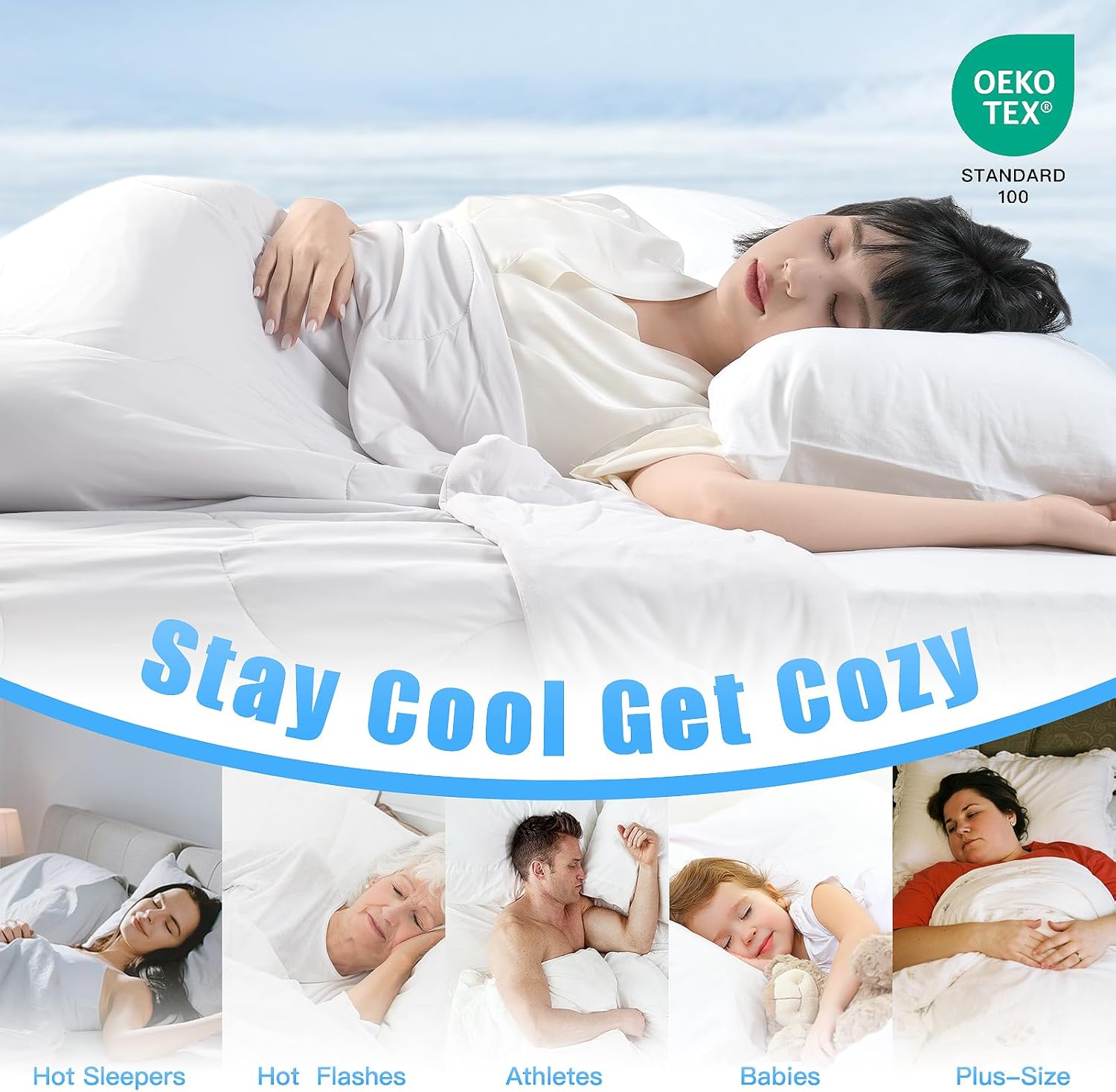 macinso Cooling Comforter Queen Size, Cooling Blankets for Hot Sleepers & Night Sweats,Q-Max > 0.5 Breathable Ice Blanket for Bed, Soft Lightweight Ultra-Cool Summer Comforter for Sleeping - Image 3