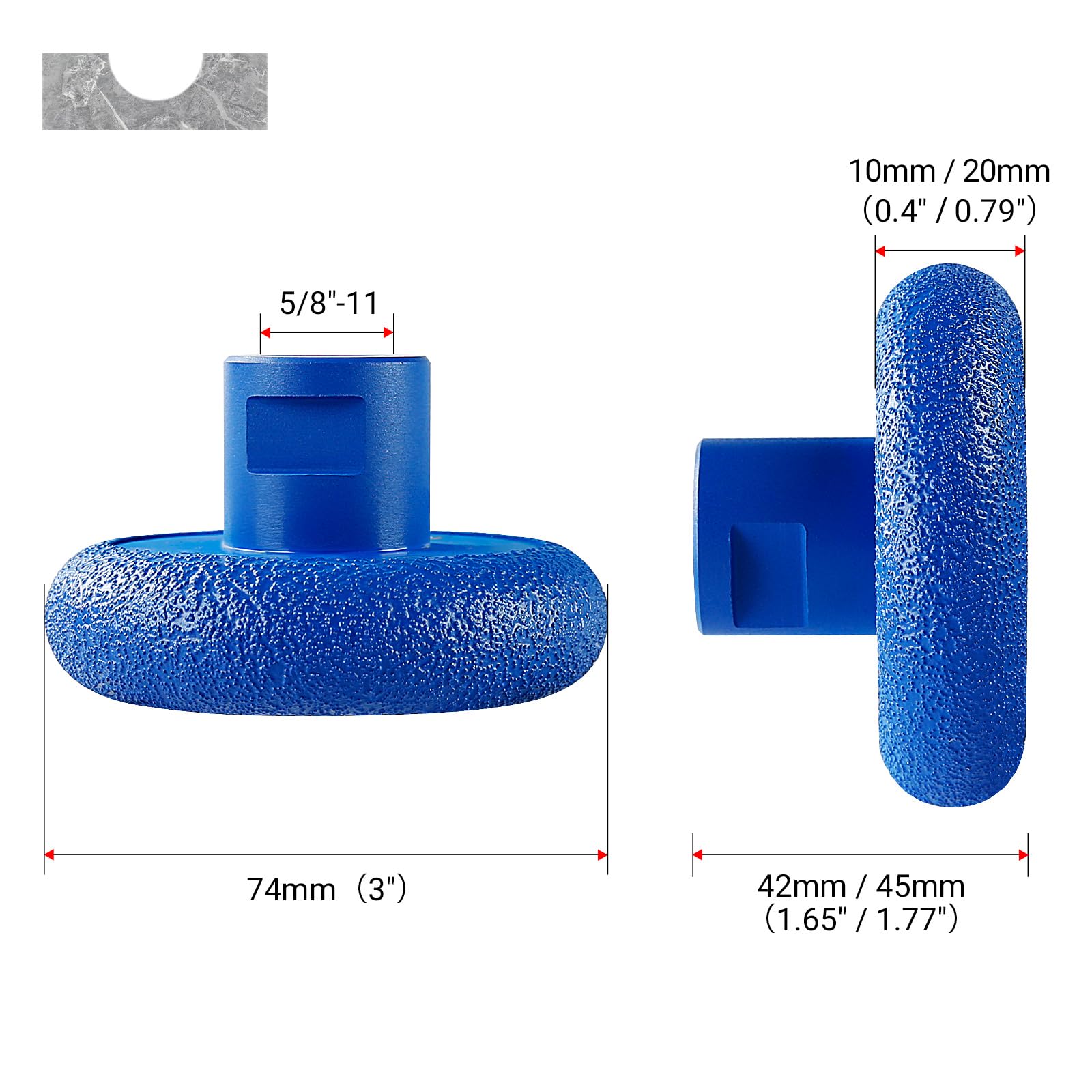 LOZLIN Rueda de corte de diamante cilíndrica romana para ranurado de mármol y piedra de cuarzo montada en amoladora angular 5/8-11, accesorios de herramientas (20 mm)
