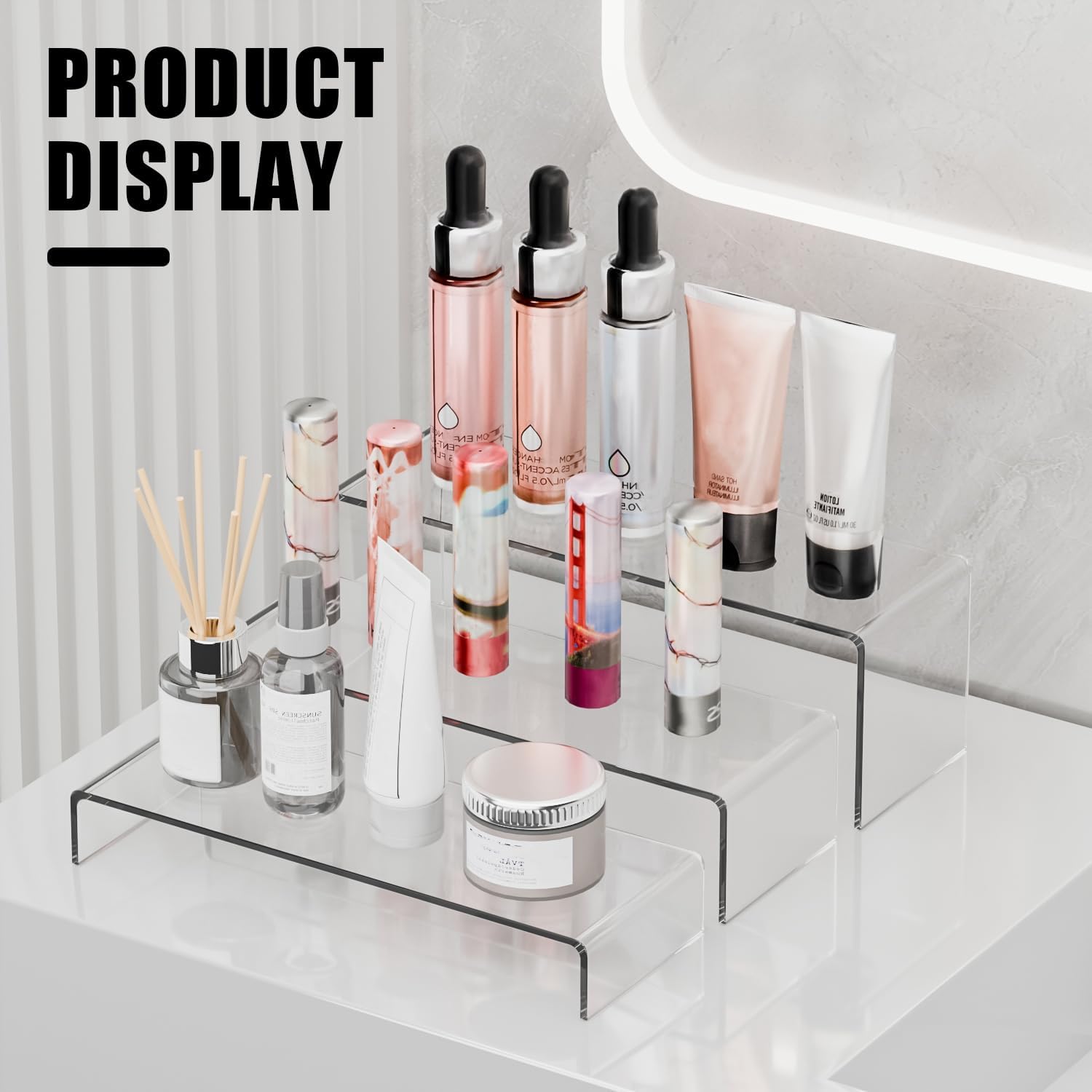 6 Pcs Display Risers, Rectangular Clear Acrylic Showcase Collectibles Display Stands Suitable for Retail Shoe Showcase Jewelry Action Figures (S)
