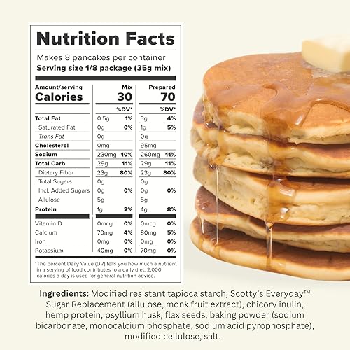 Vista 2 de Scotty's Everyday - Mezcla Keto para panqueques y waffles - 0.04 oz de carbohidratos netos, 0.00 oz de azúcar añadido, sin gluten, alta fibra - Sin