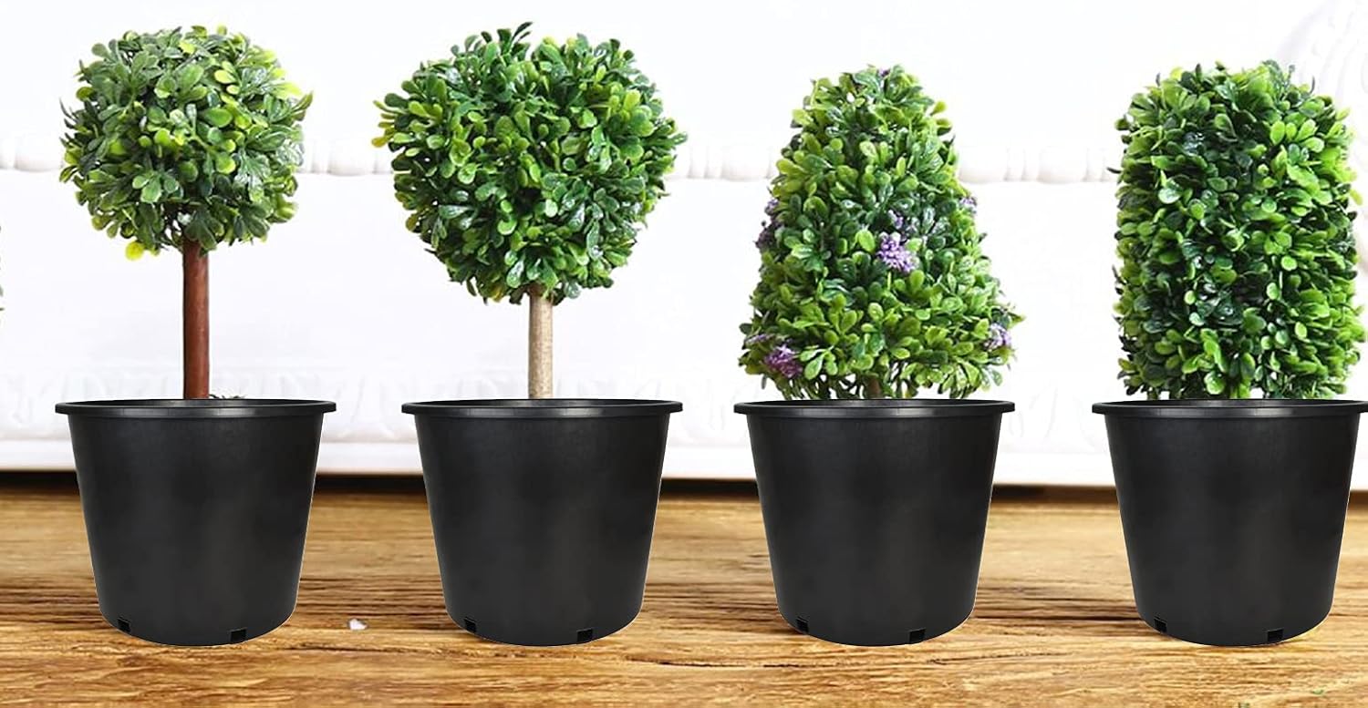 10-Pack 3.6 Gallon Round Plastic Garden Planter Nursery Pots Flower Seedling Container with Drainage Hole for Indoor Outdoor Plants Flowers Vegetables Black (3.6 Gallon)