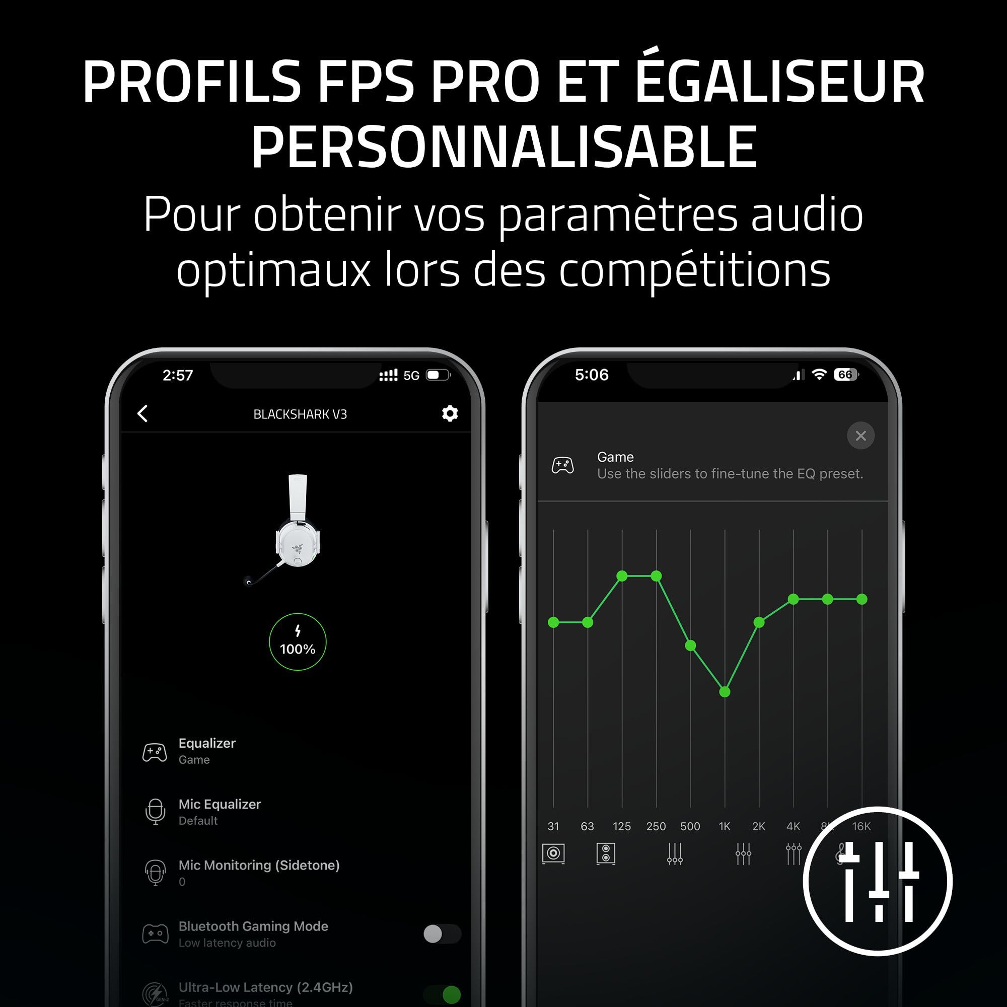 Razer BlackShark V3 - Casque sans Fil pour l’Esport - Haut-parleurs en Titane de 50mm - Micro HyperClear Amovible - THX Spatial Audio - Wireless 2,4Ghz & Bluetooth - Profils FPS - PC/Mac | Blanc