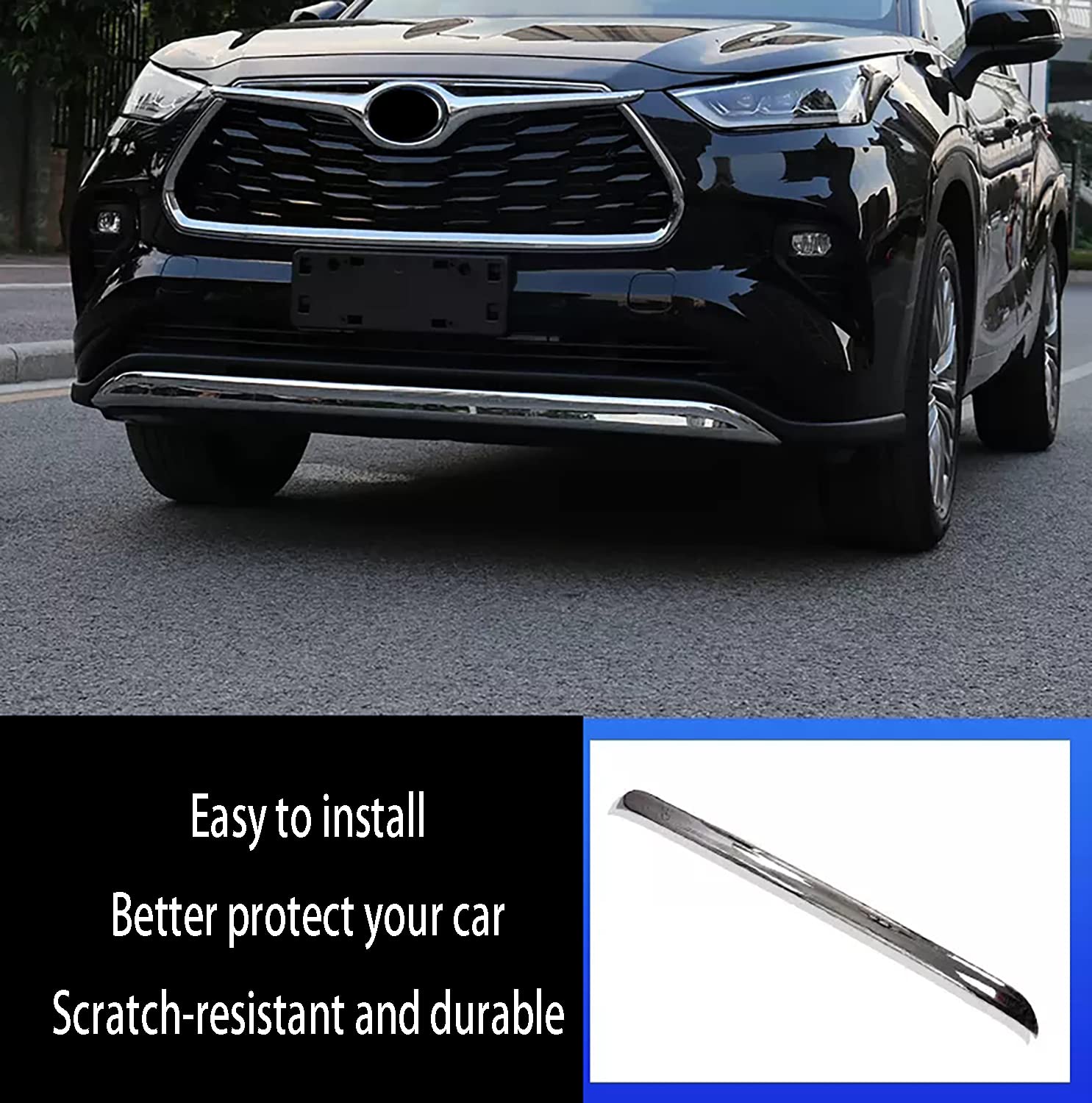 KELEIMAI Car Accessories Fit for Toyota Highlander Low Configuration 2020 2021 2022 2023 2024 2025 Front Bumper Protector Guard Cover Trim (Silver) ABS 1 PC