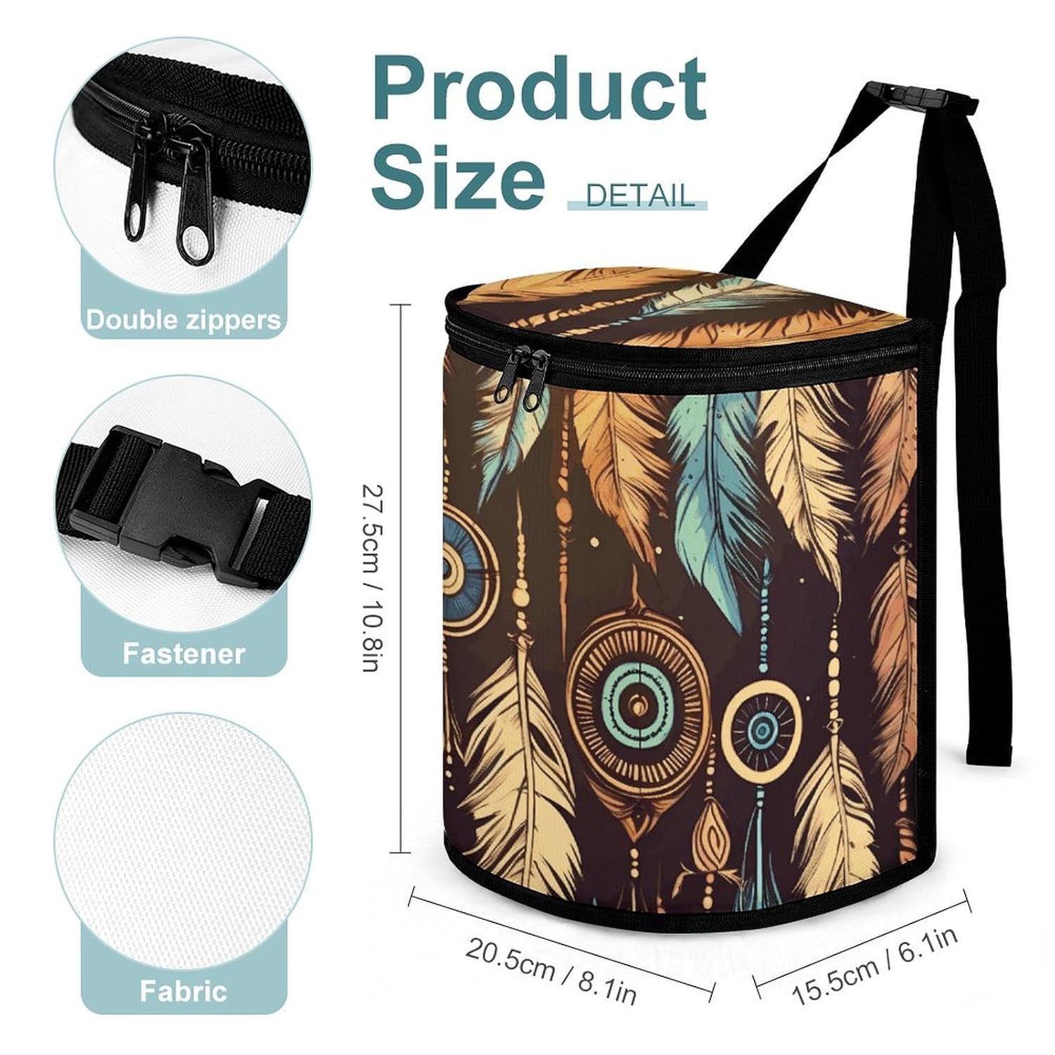 Hanging Car Trash Bag Vintage Ethnic Tribal Feather Printed Car Garbage Storage Bag Leakproof Car Trash Can Portable Garbage Storage Bags