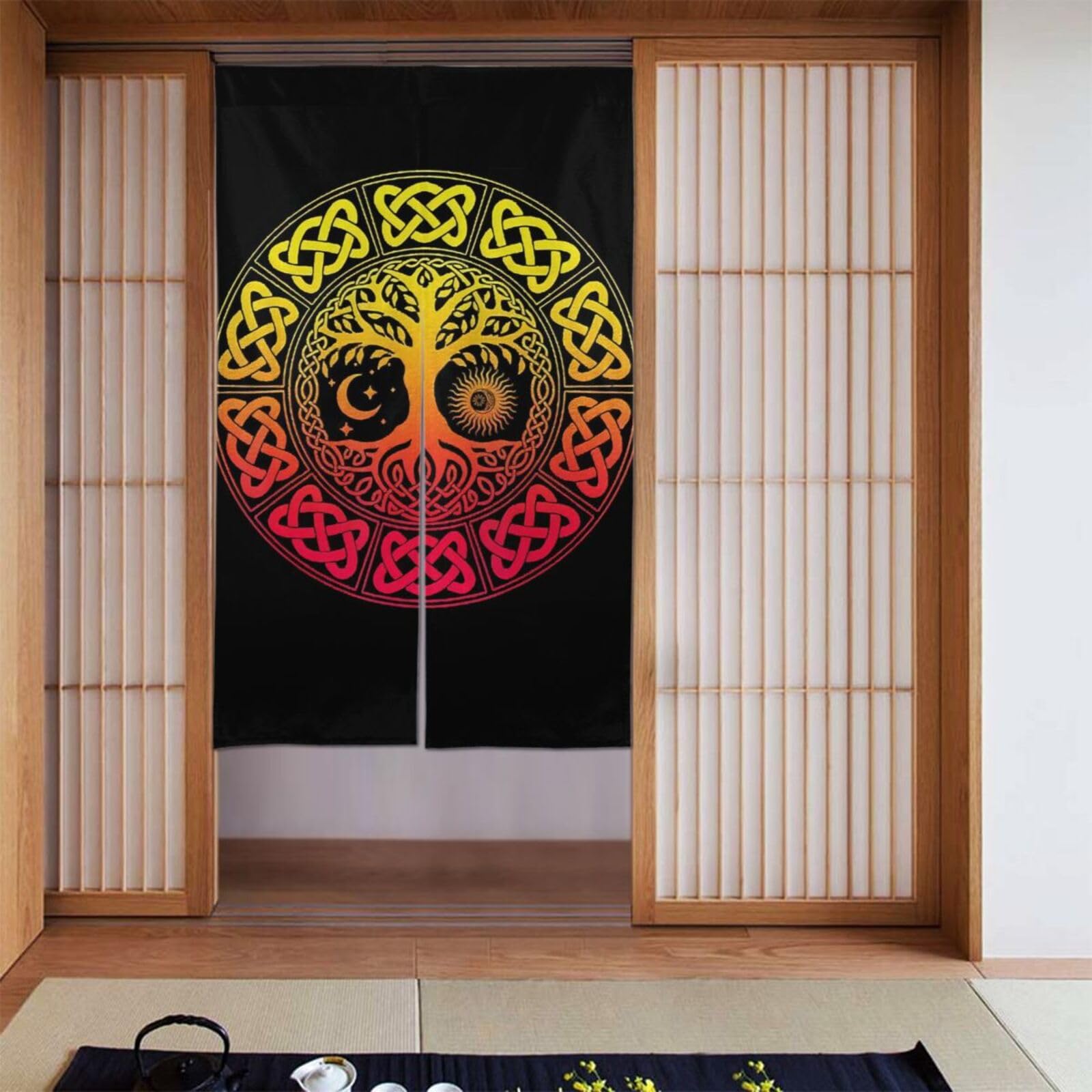 Lukiyys Viking Norse Mythology Celtic Tree of Life Door Curtains,Doorways Curtains for Windows,Bedroom Divider 34"X 56"