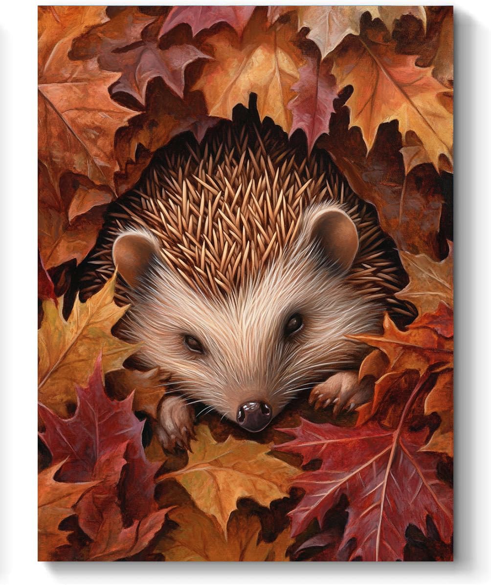 Hedgehog Paint by Numbers Kit for Adults, 16"x20" Canvas Painting Kit for Beginners, Modern Aesthetic DIY Paint by Number on Canvas for Home Wall Decor（A829）