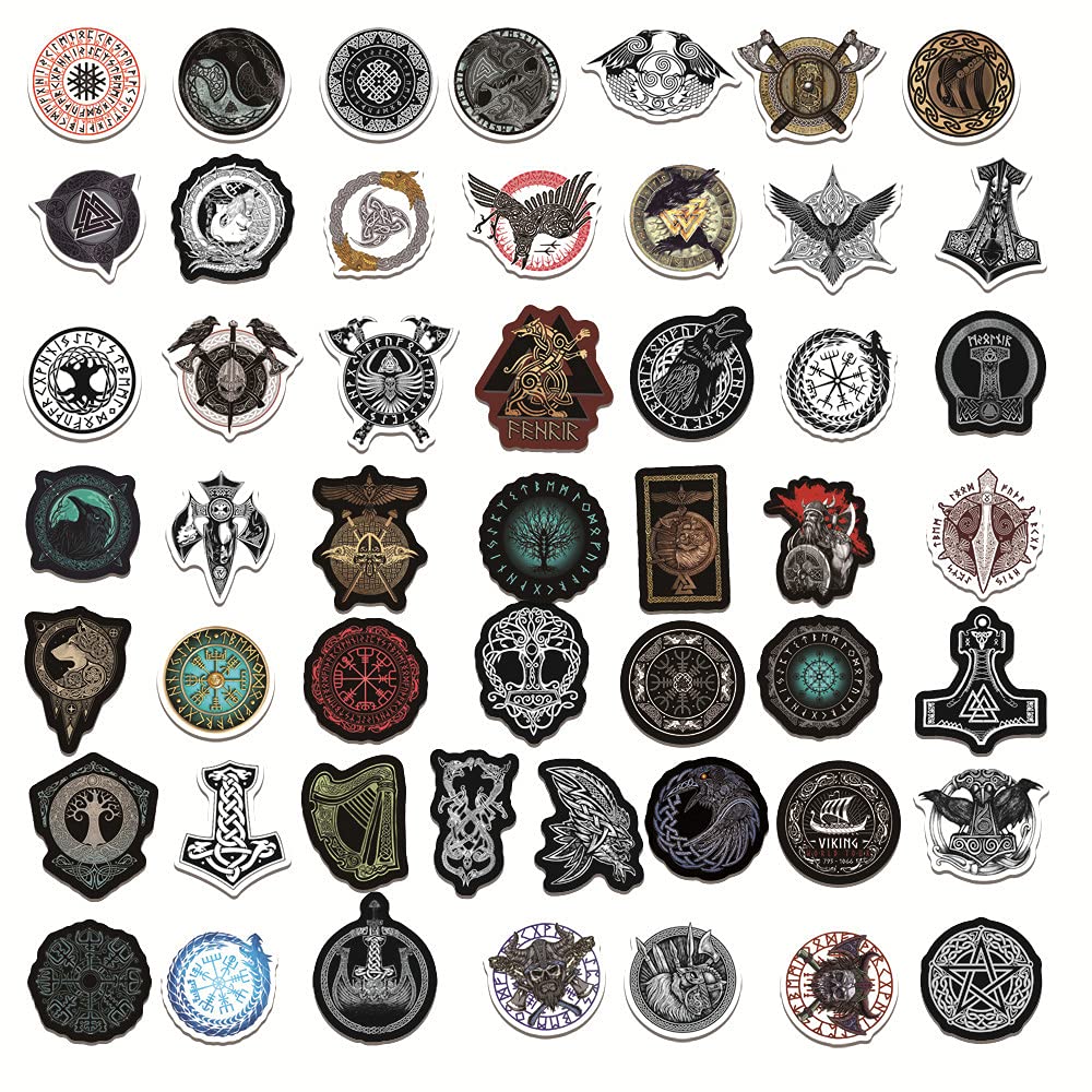 Viking Totem Stickers 100pcs,Aesthetic Decoration Water Bottles Vinyl Stickers for Scrapbook,Laptop,Kid,Teen,Girl - Image 4