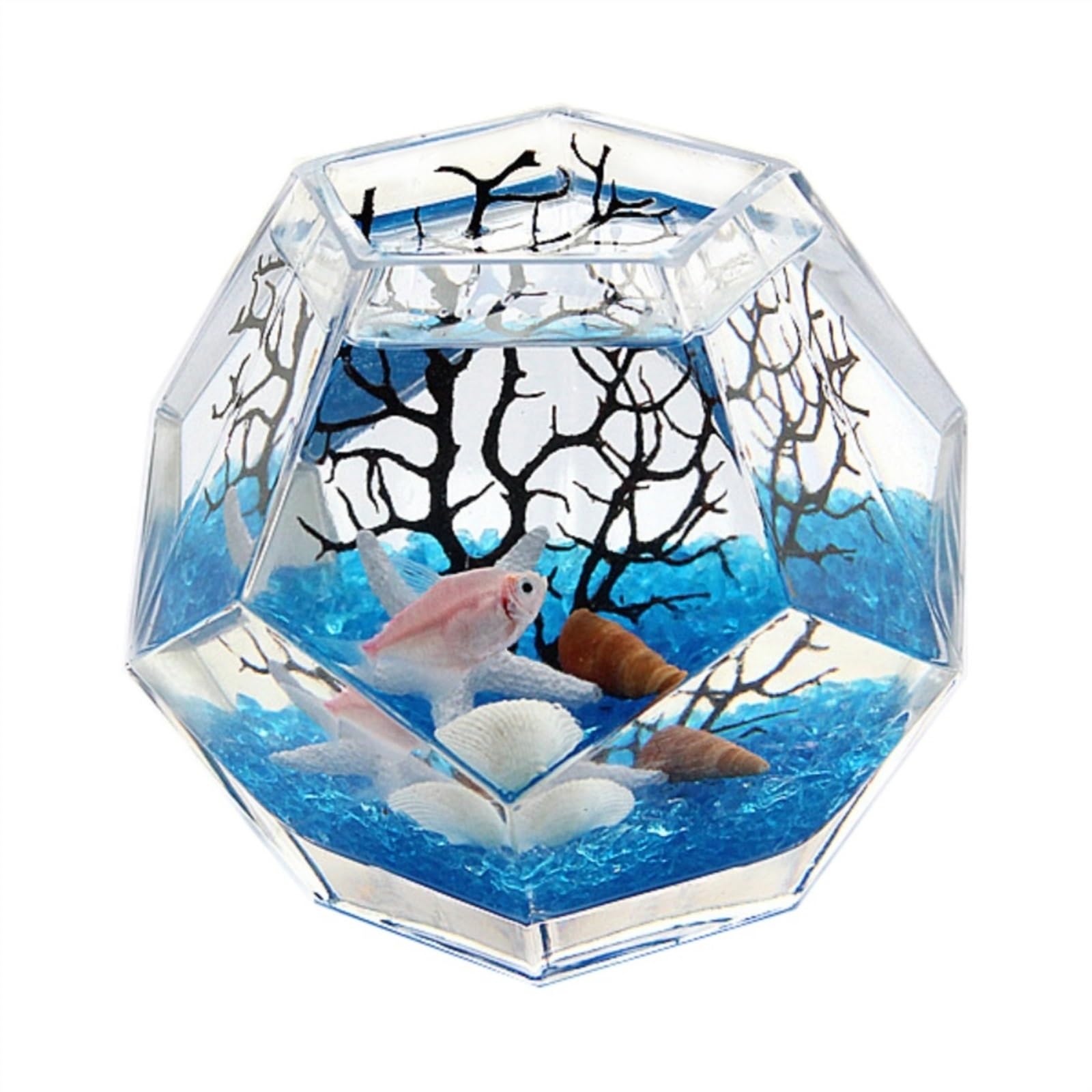 Acuario Pecera de Vidrio Engrosado poliédrico, pecera Decorativa Creativa de Escritorio, pecera de Lucha, pecera Transparente Peces Acuario(Grande)